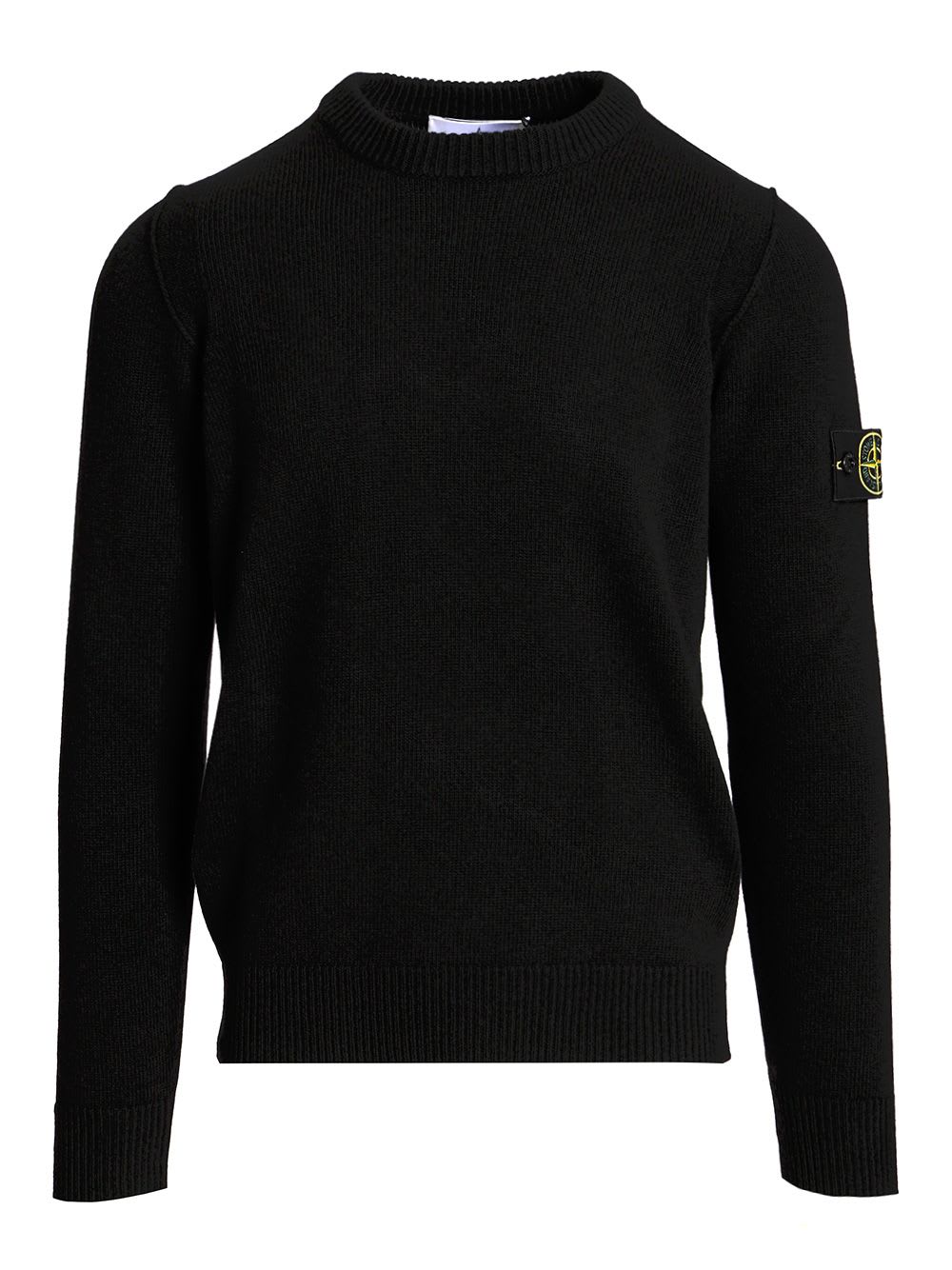 Stone Island Lambswool Crewneck Sweater In Black