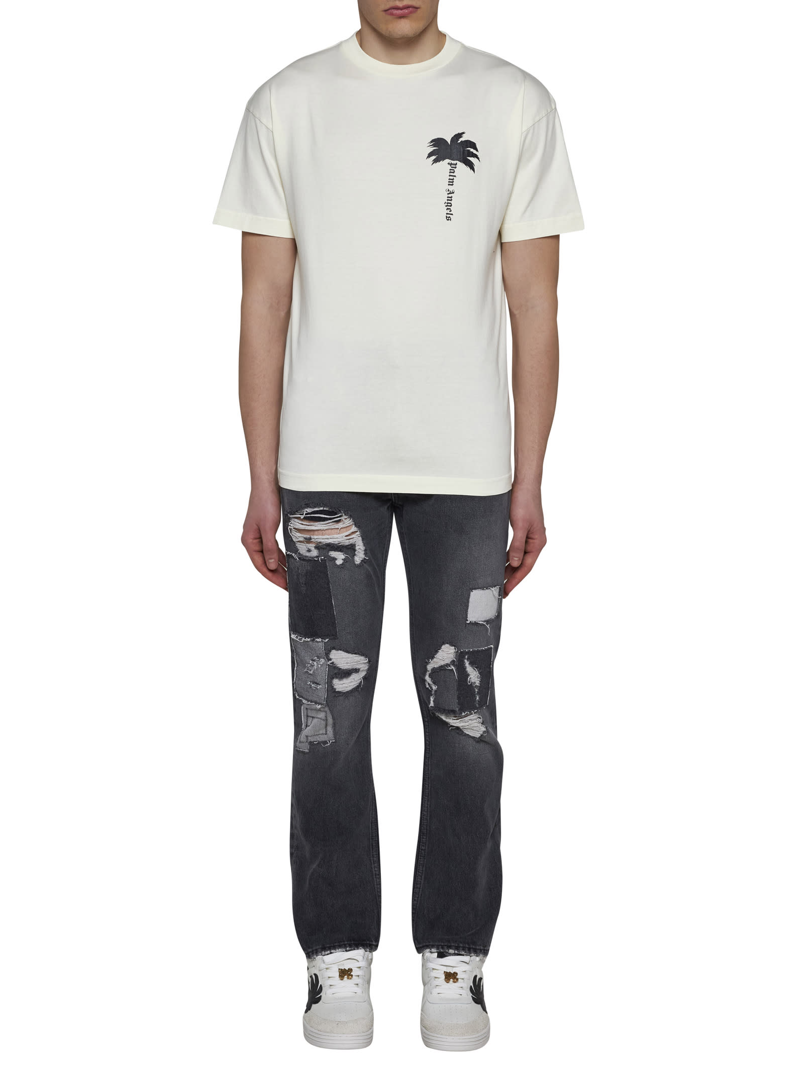 Shop Palm Angels Jeans In Black Off White