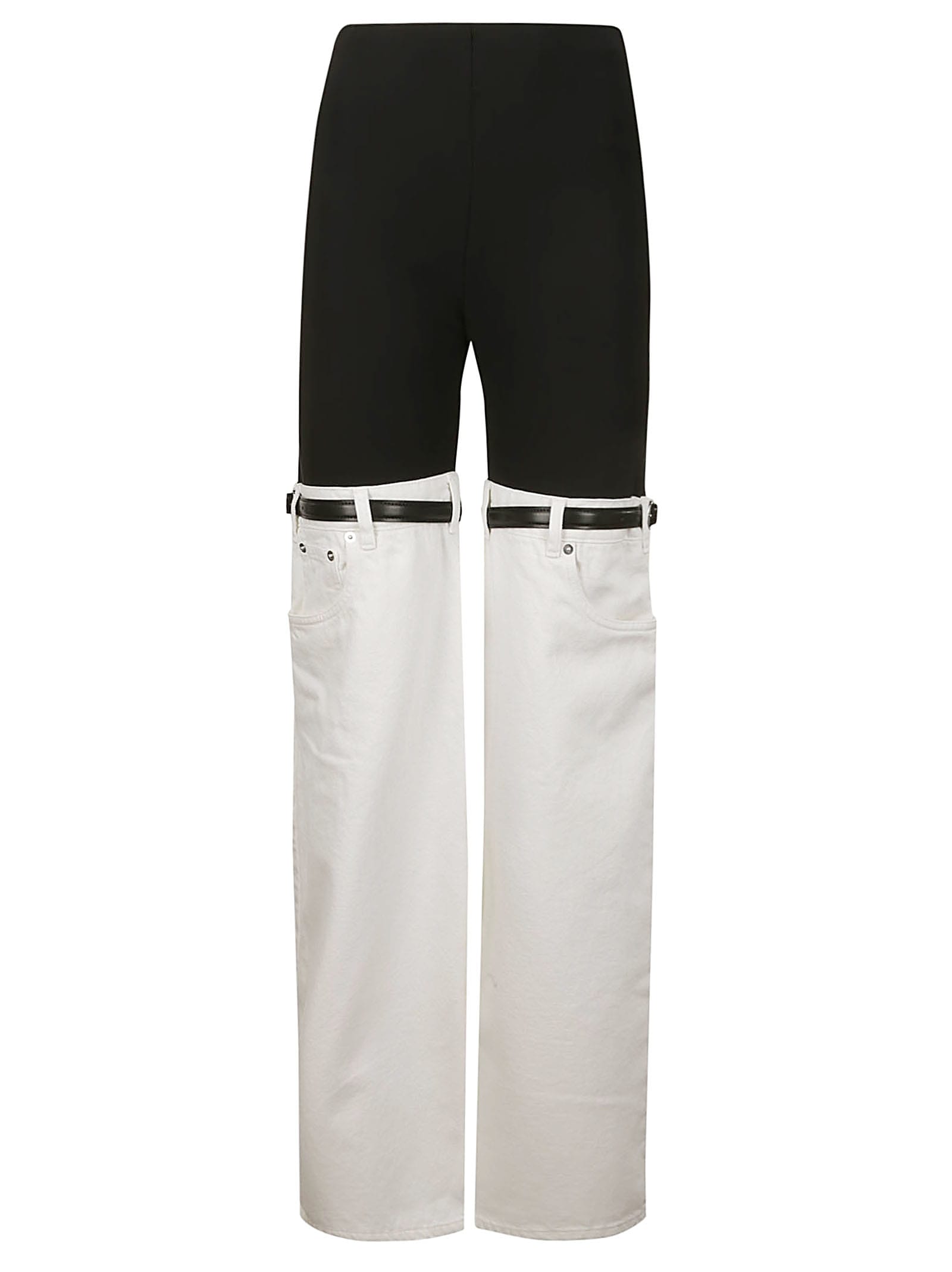 Shop Coperni Hybrid Denim Trousers In Black-white