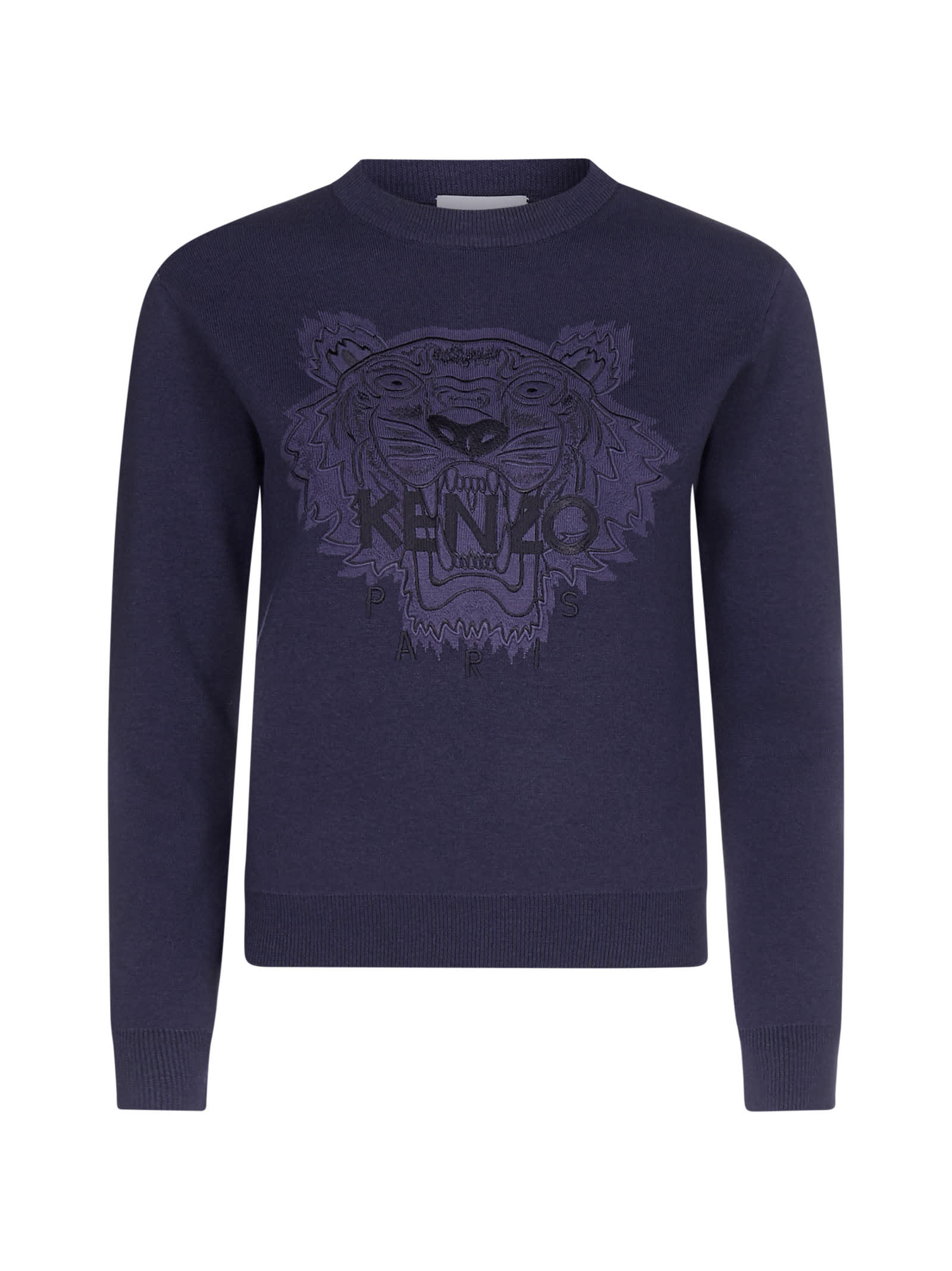 Kenzo Tiger-logo Cotton And Wool Sweater