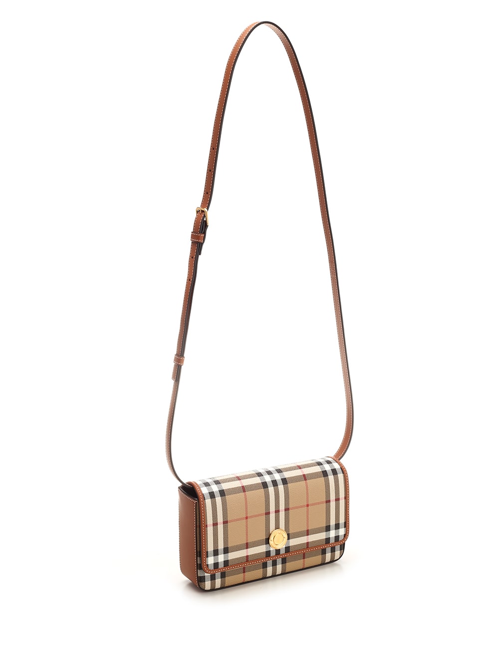 Burberry Vintage Check Canvas Cross-body Bag In Beige Multi