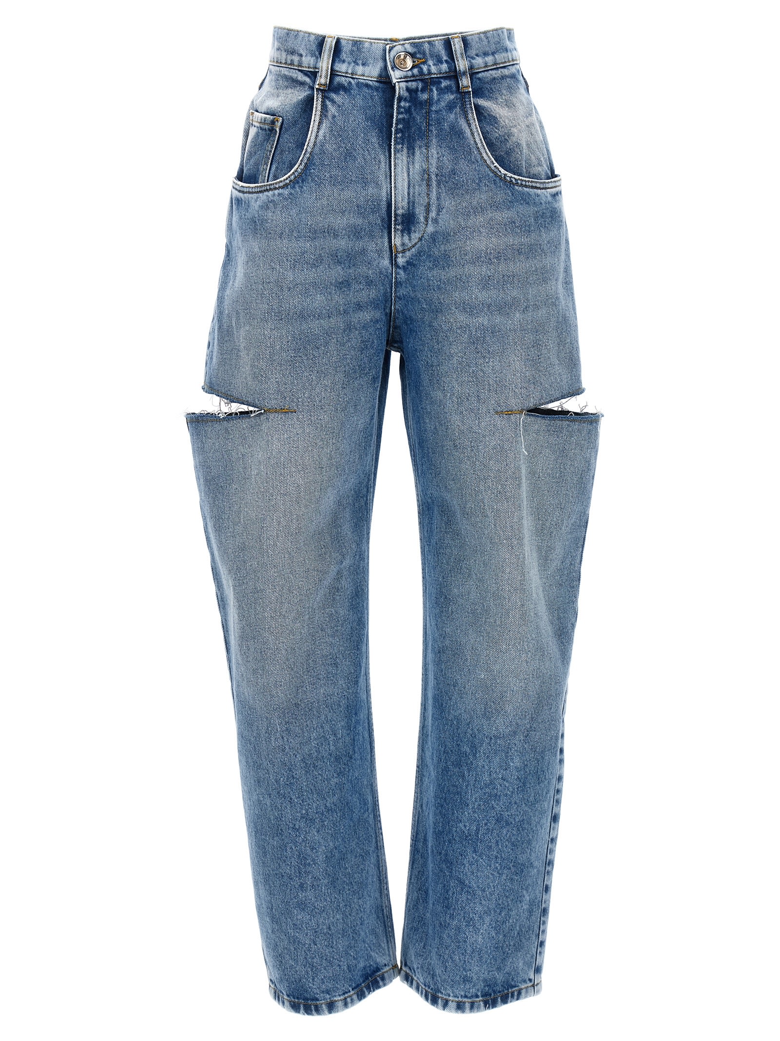 Shop Maison Margiela Cut-out Jeans In Light Blue