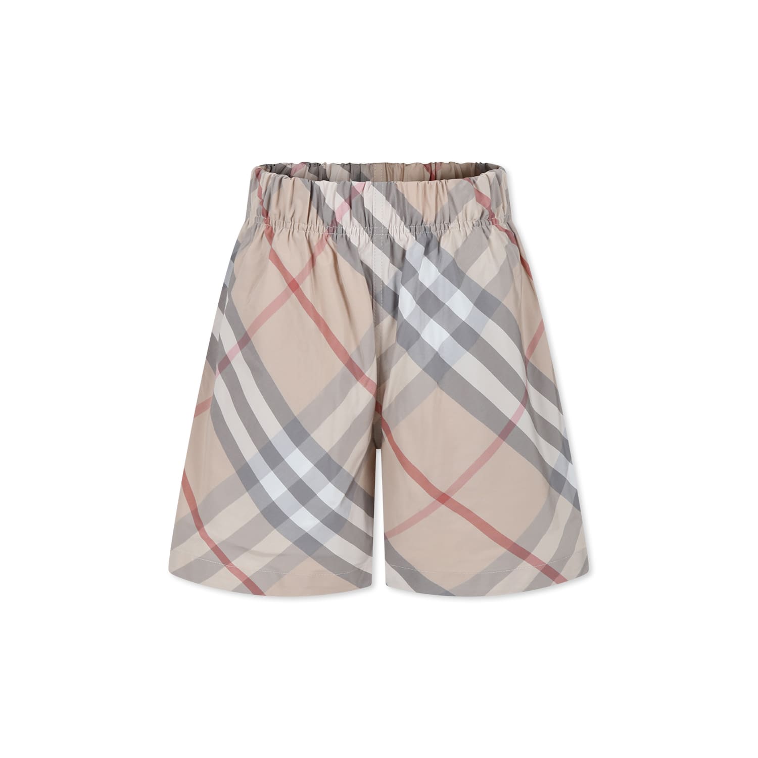 Burberry Beige Shorts For Kids With Vintage Check
