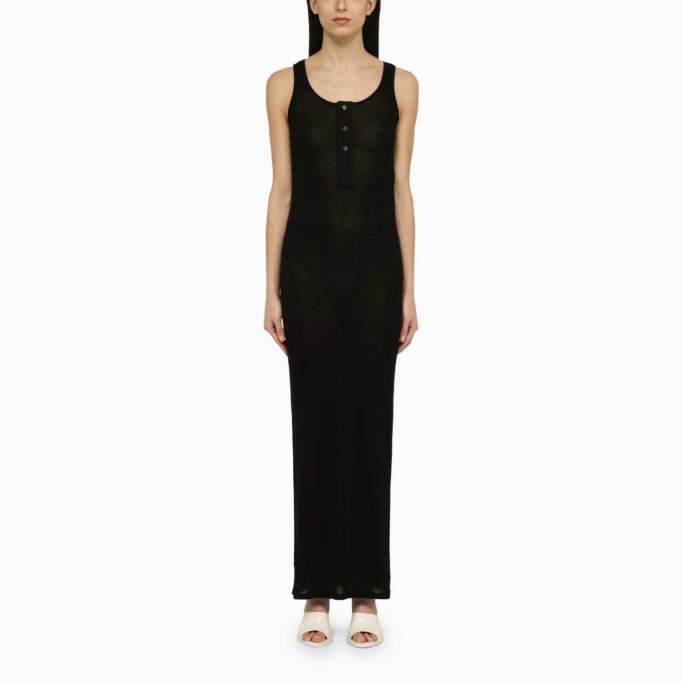 Shop Ami Alexandre Mattiussi Black Cotton Long Dress With Buttons In Noir