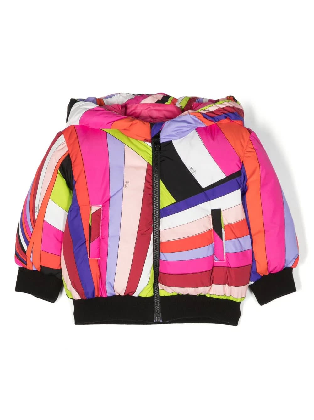 Pucci Kids' Down Jacket With Iride Print In Multicolore