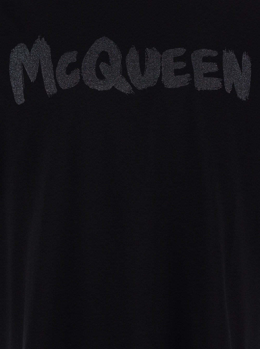 Shop Alexander Mcqueen Black T-shirt With Glitter Logo Print In Cotton Man