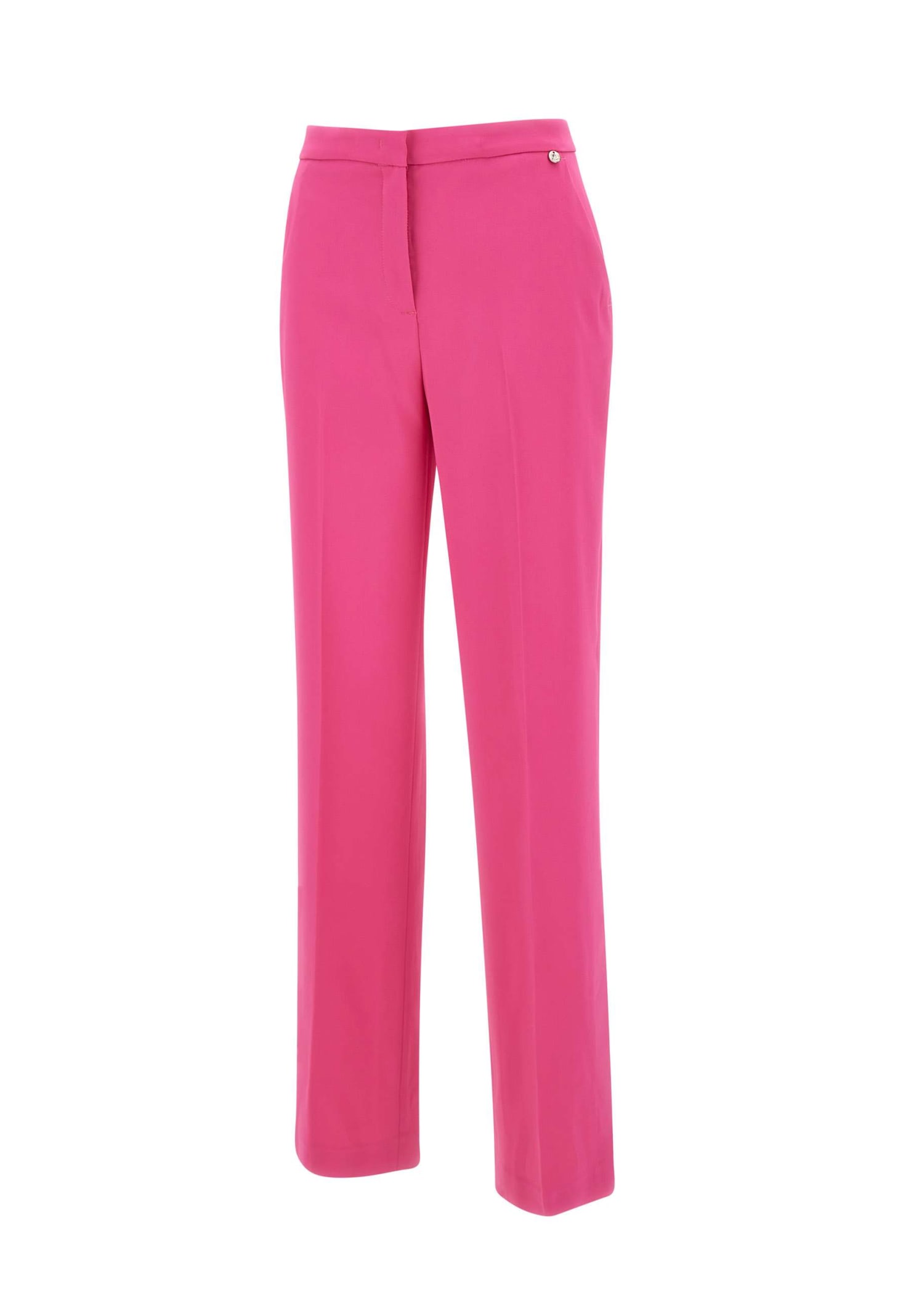 Shop Liu •jo Viscose Crêpe Trousers In Pink
