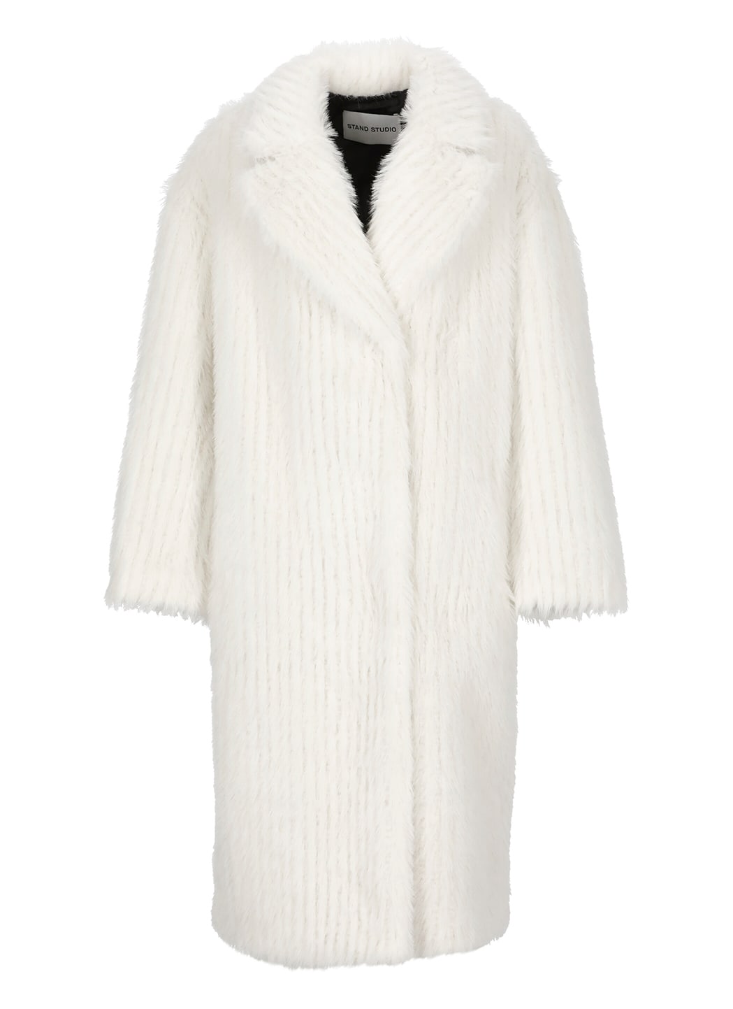 Stand Studio Genevieve Double-breasted Faux-fur Coat In White