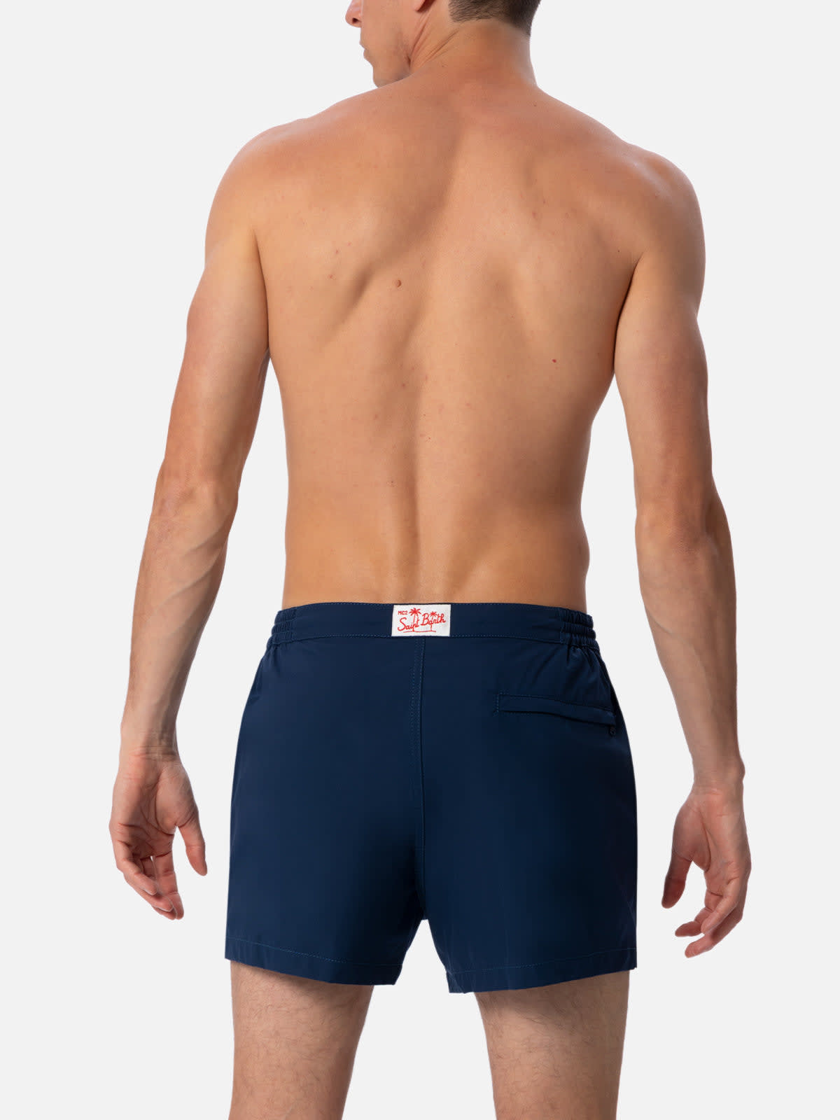 Shop Mc2 Saint Barth Man Navy Blue Fitted Cut Swim Shorts Harrys