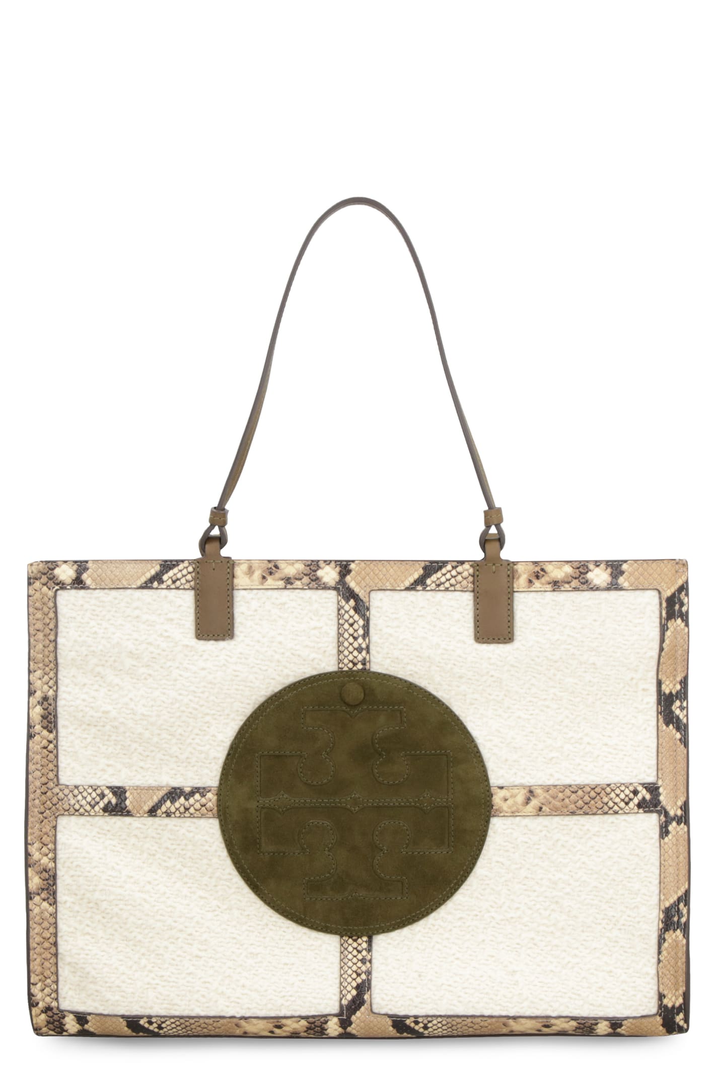 Tory Burch Ella Exotic Quadrant Tote Bag In Panna ModeSens