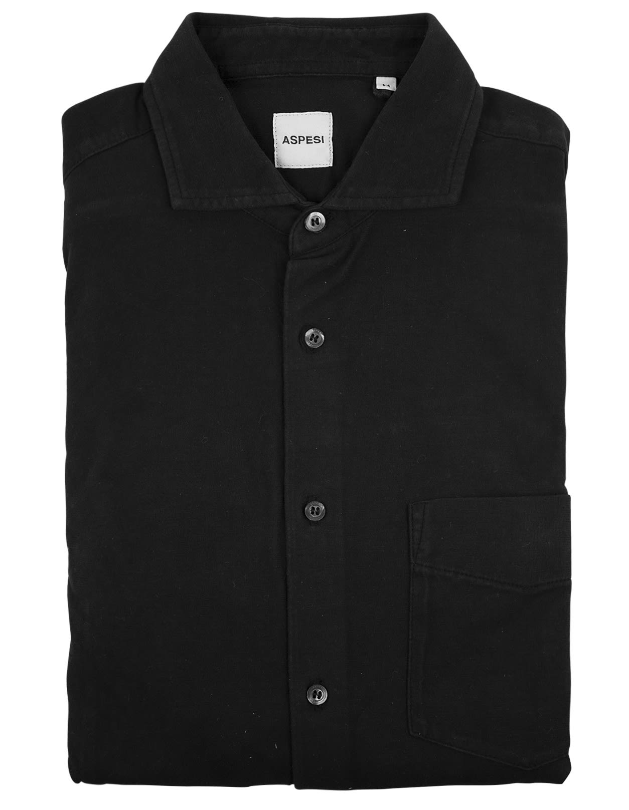 Aspesi Man Shirt In Black Cotton Jersey