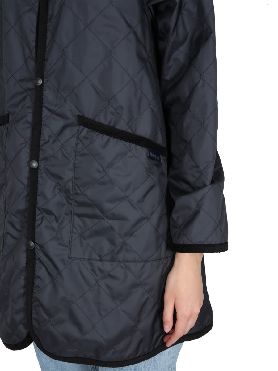 Lavenham Quilted Nylon Jacket With Velvet Collar In Black