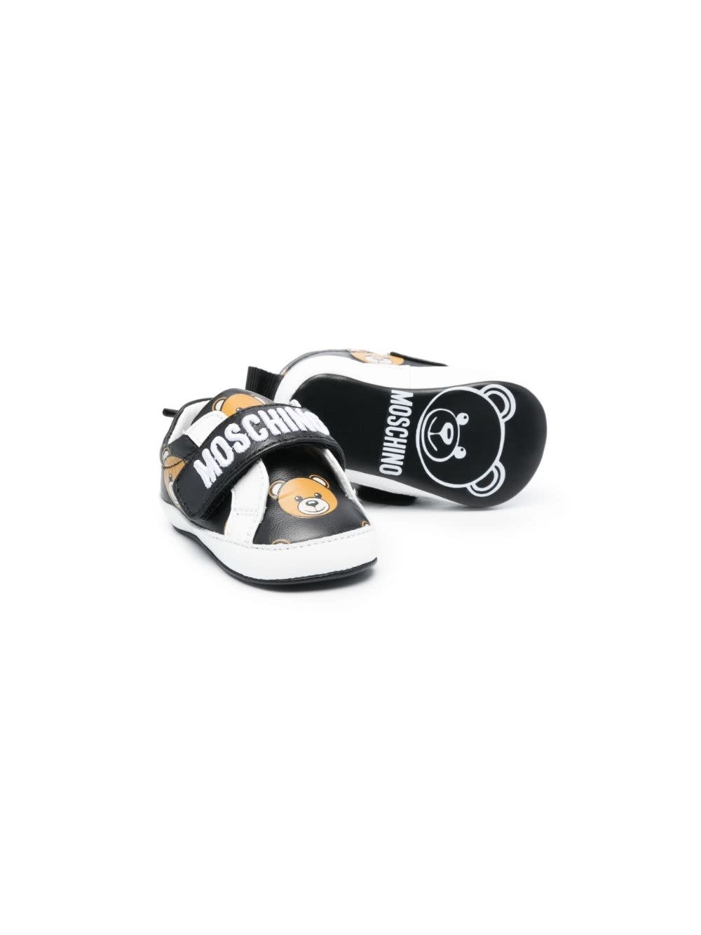 Shop Moschino Teddy Bear Sneakers With Print In Black