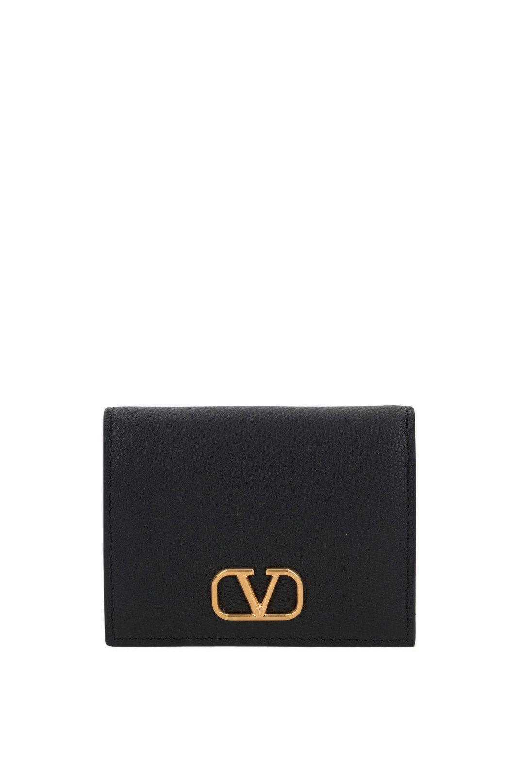 Shop Valentino Vlogo Signature Bi-fold Wallet In Black