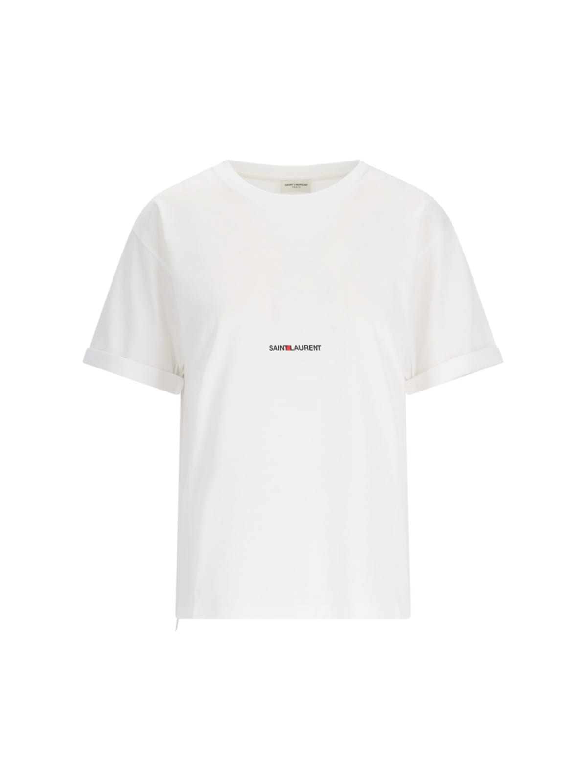 Saint Laurent Cotton T-shirt With Frontal Iconic Print In White