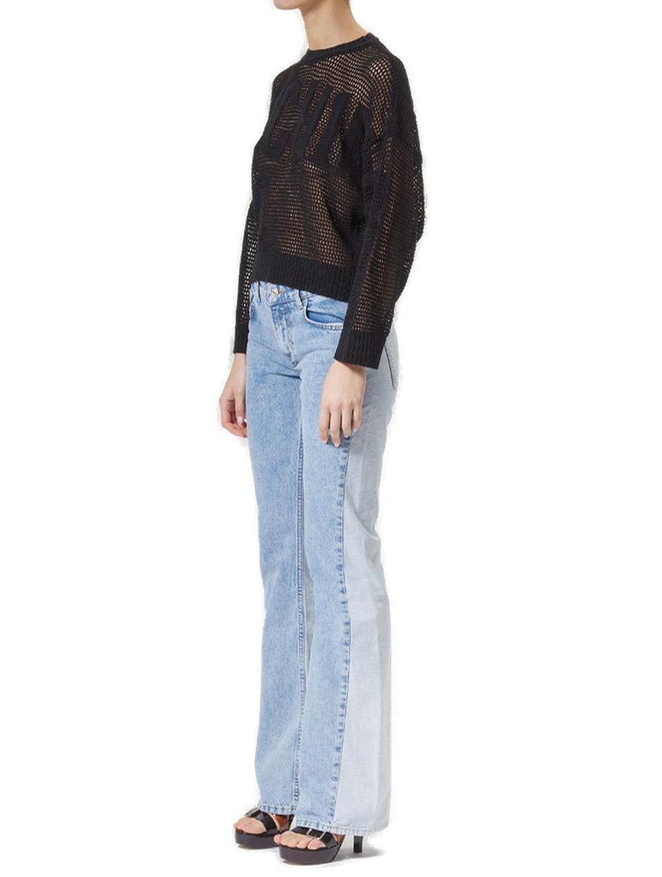 M05ch1n0 Jeans Open Knitted Crewneck Jumper In Black