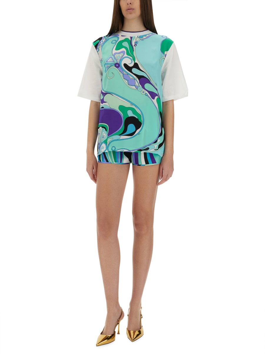 Pucci T-shirt With Print In Green