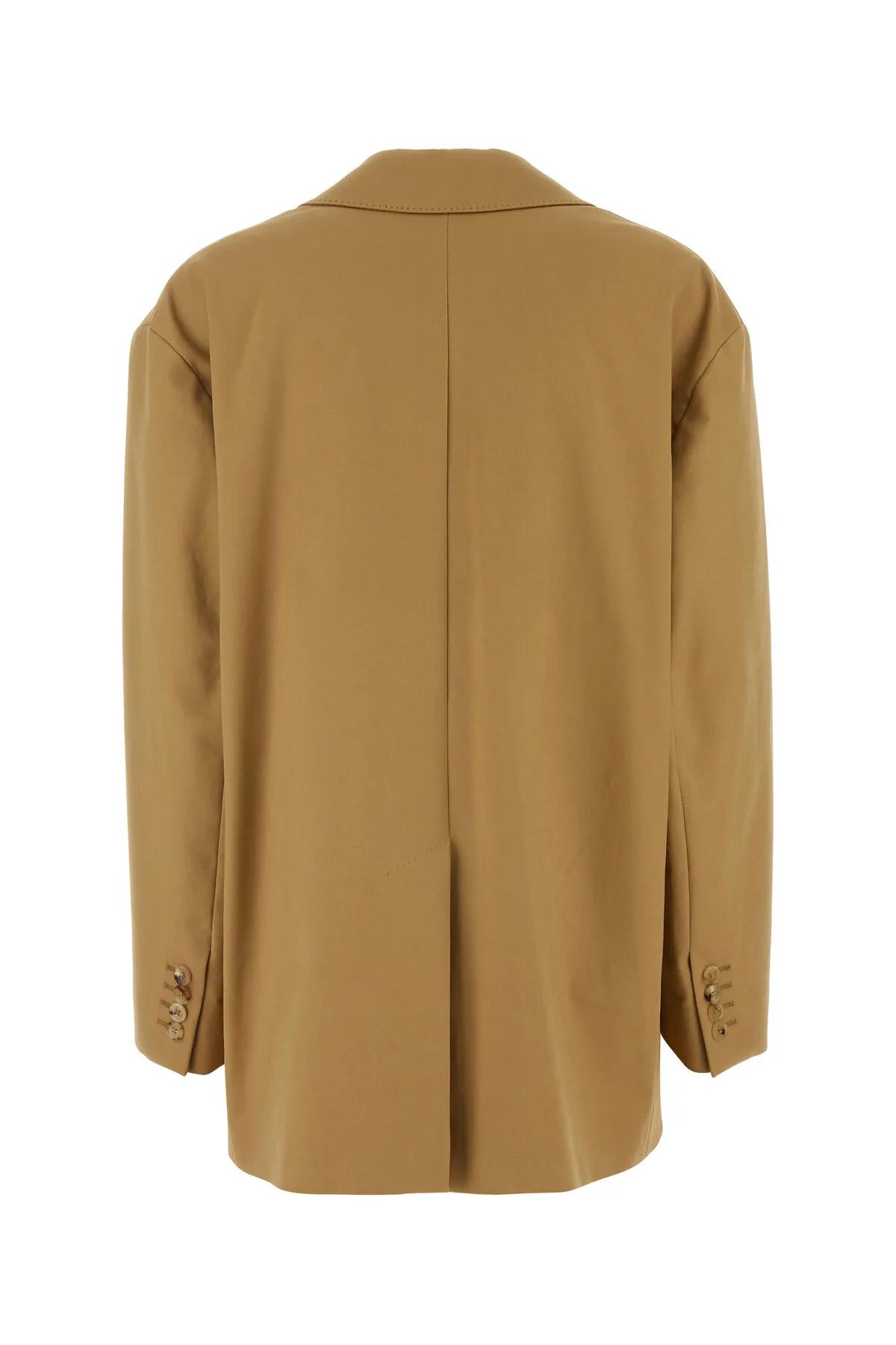 Shop Max Mara Camel Stretch Cotton Monica Blazer In Beige