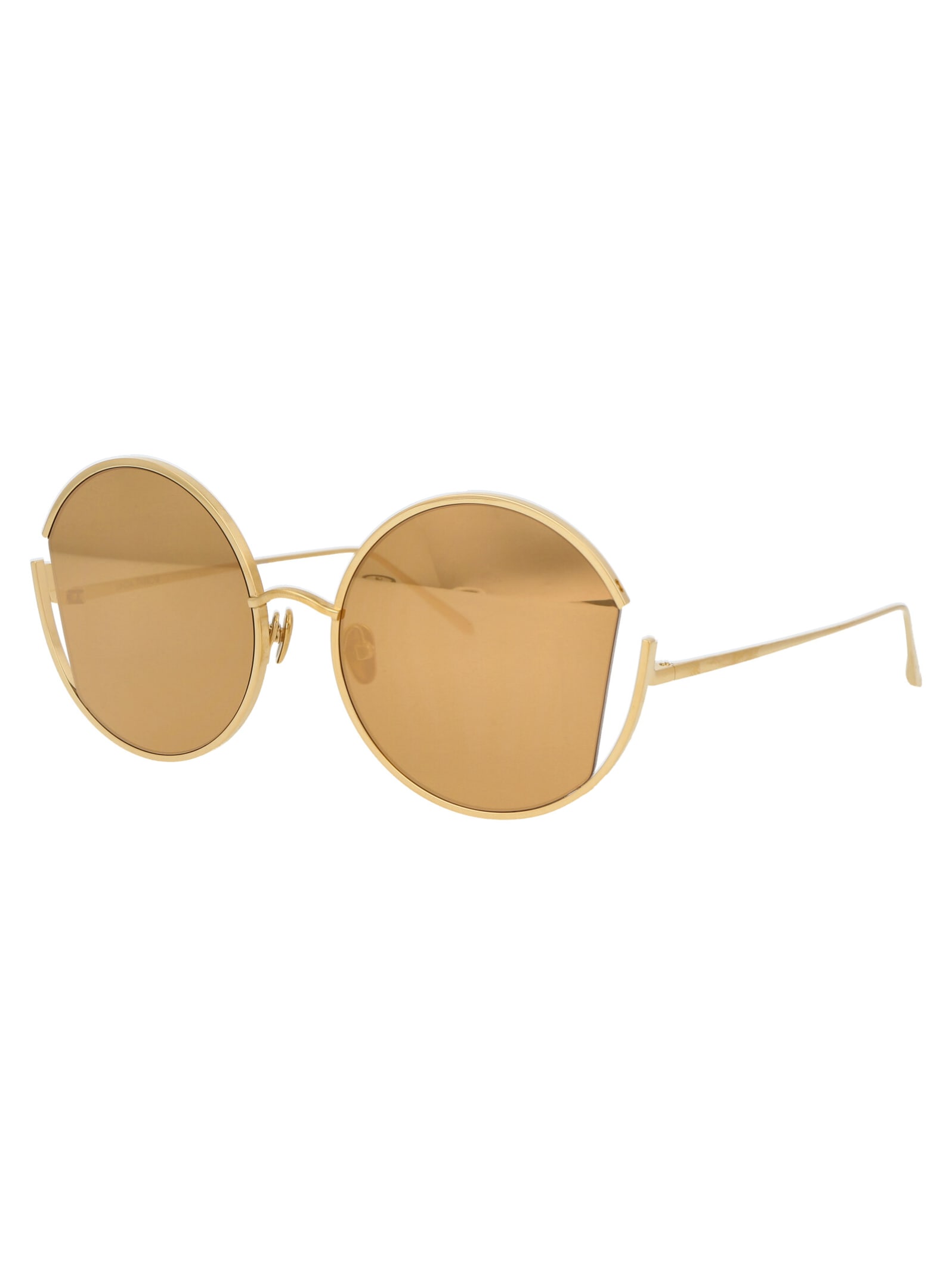 Linda Farrow Quarry C1 Round-frame Sunglasses In Gold