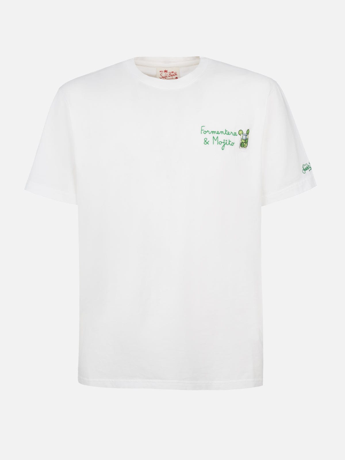 MC2 SAINT BARTH MAN CLASSIC FIT COTTON JERSEY T-SHIRT PORTOFINO WITH FORMENTERA APERITIF EMBROIDERY