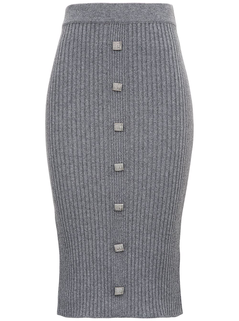 Giuseppe di Morabito Ribbed Knit Skirt With Buttons