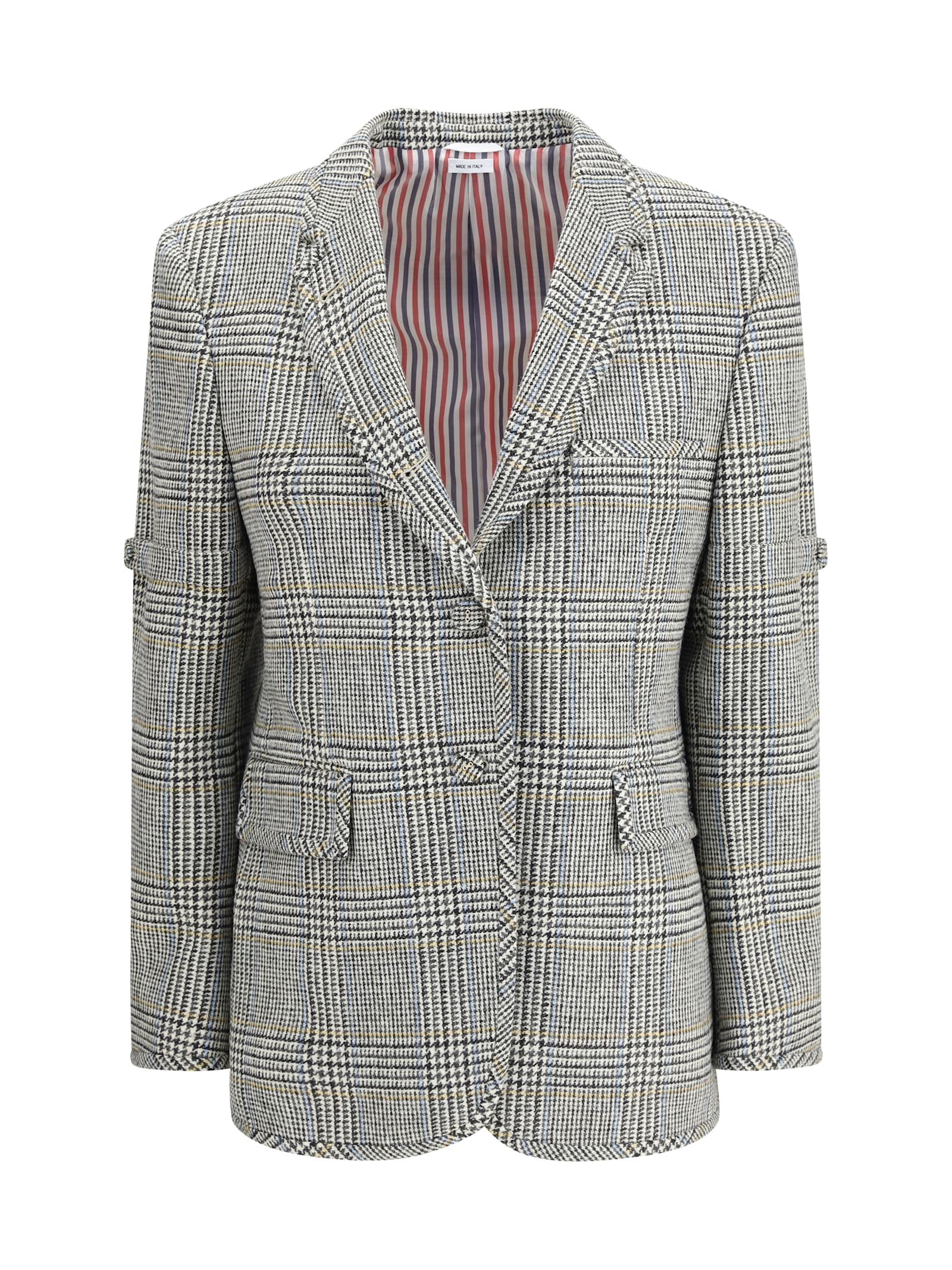 Thom Browne Pow Glen Plaid Hunting Tweed Single Breasted Blazer In Gray
