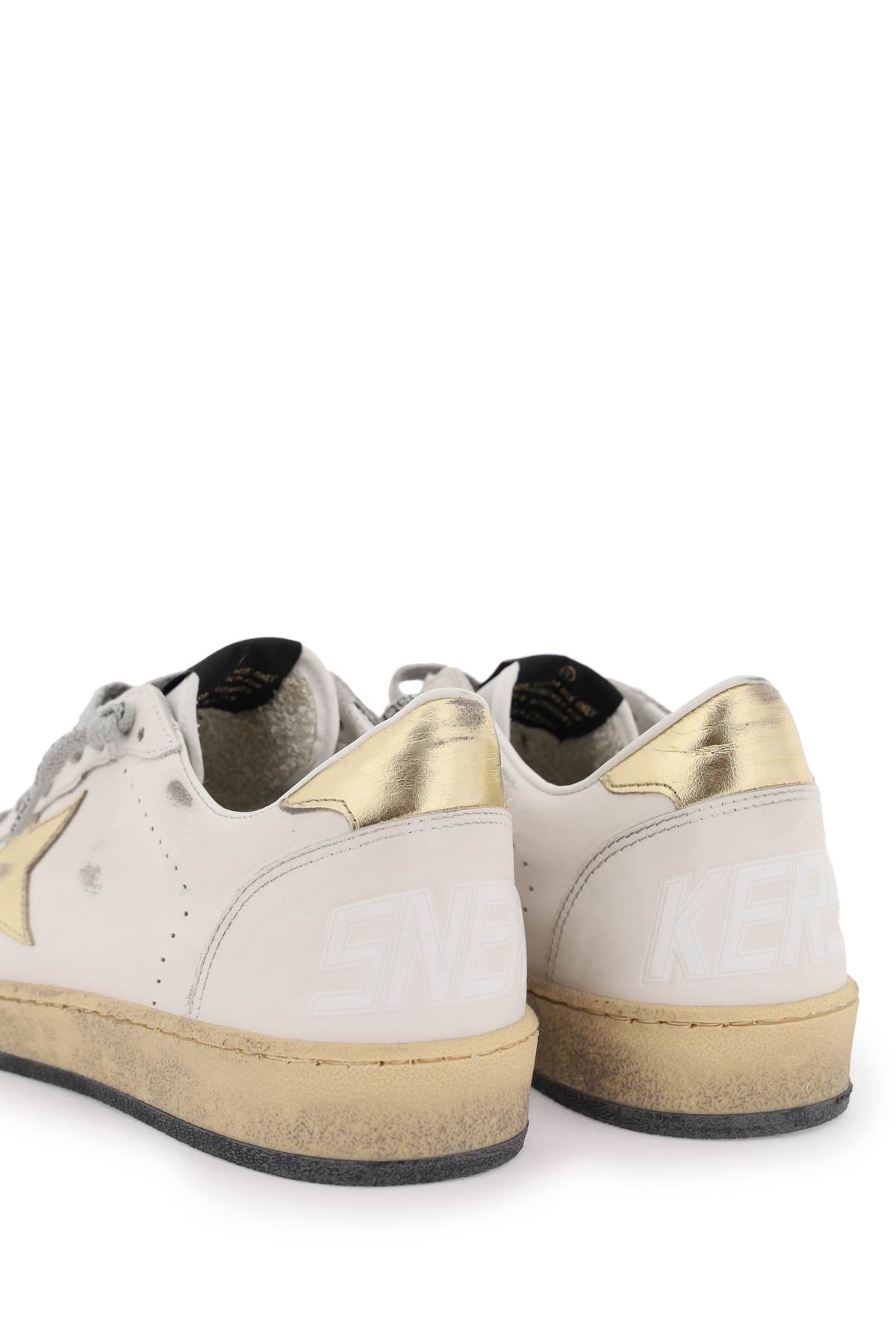 Shop Golden Goose Leather Ball Star Sneakers In Milk/gold (white)