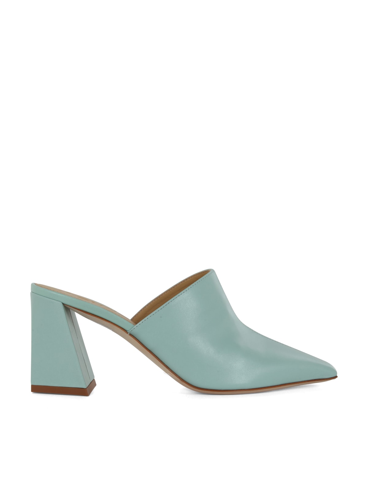 Shop Aeyde Squared And Medium Heeled Nappa Open On The Back In Acqua