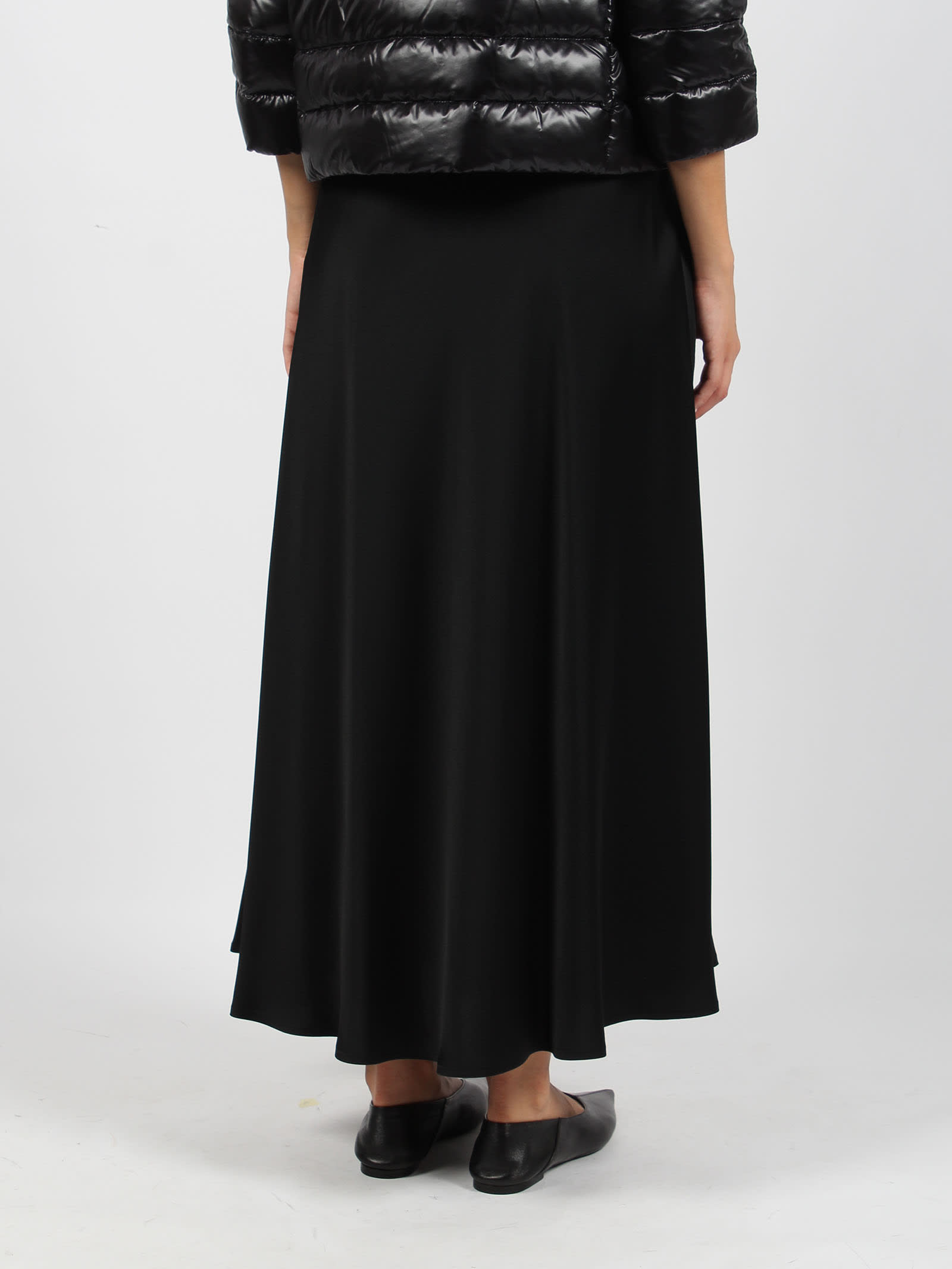 Shop Herno Satin Skirt In Nero