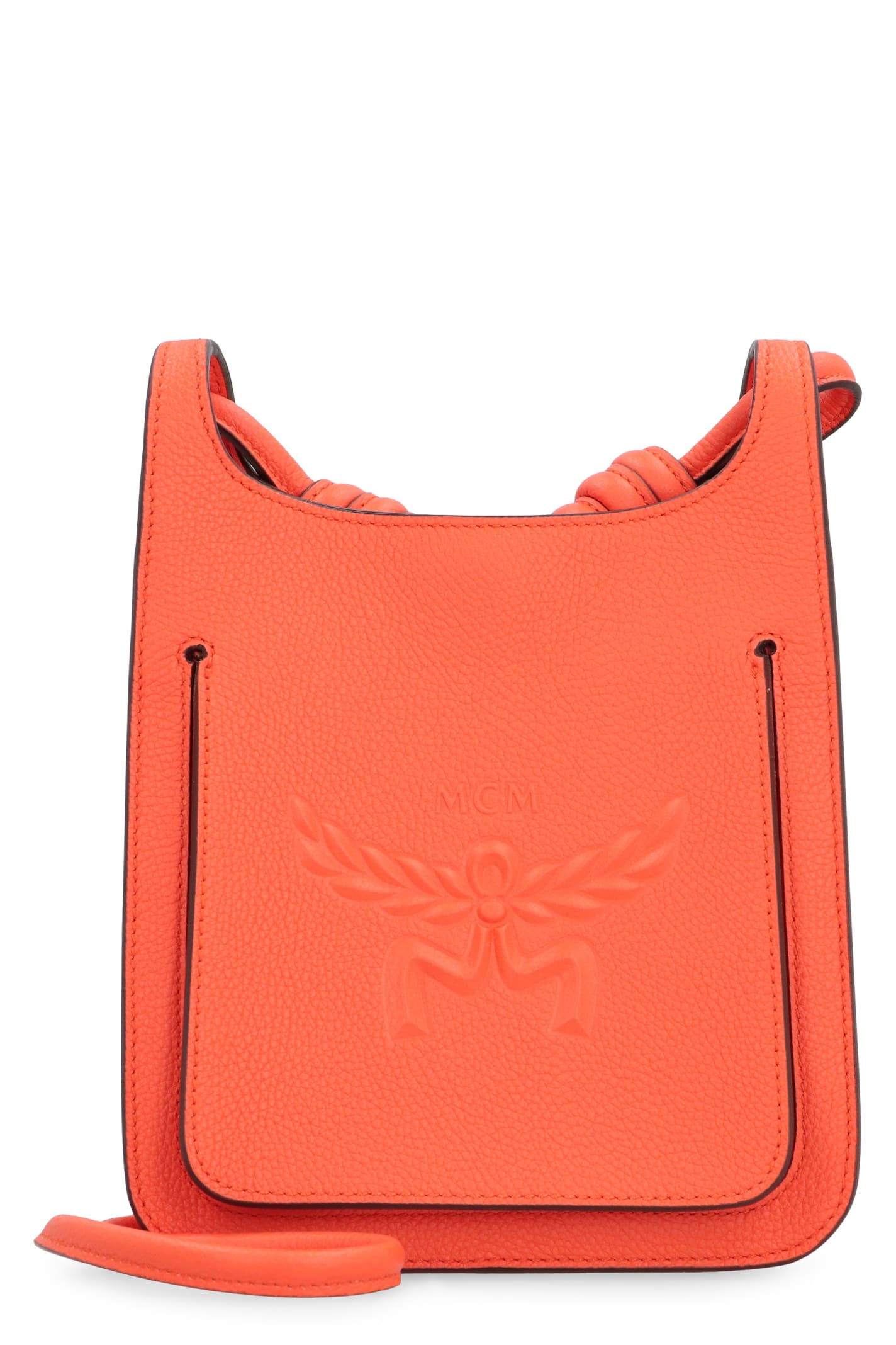 Shop Mcm Himmel Mini Leather Hobo Bag In Orange