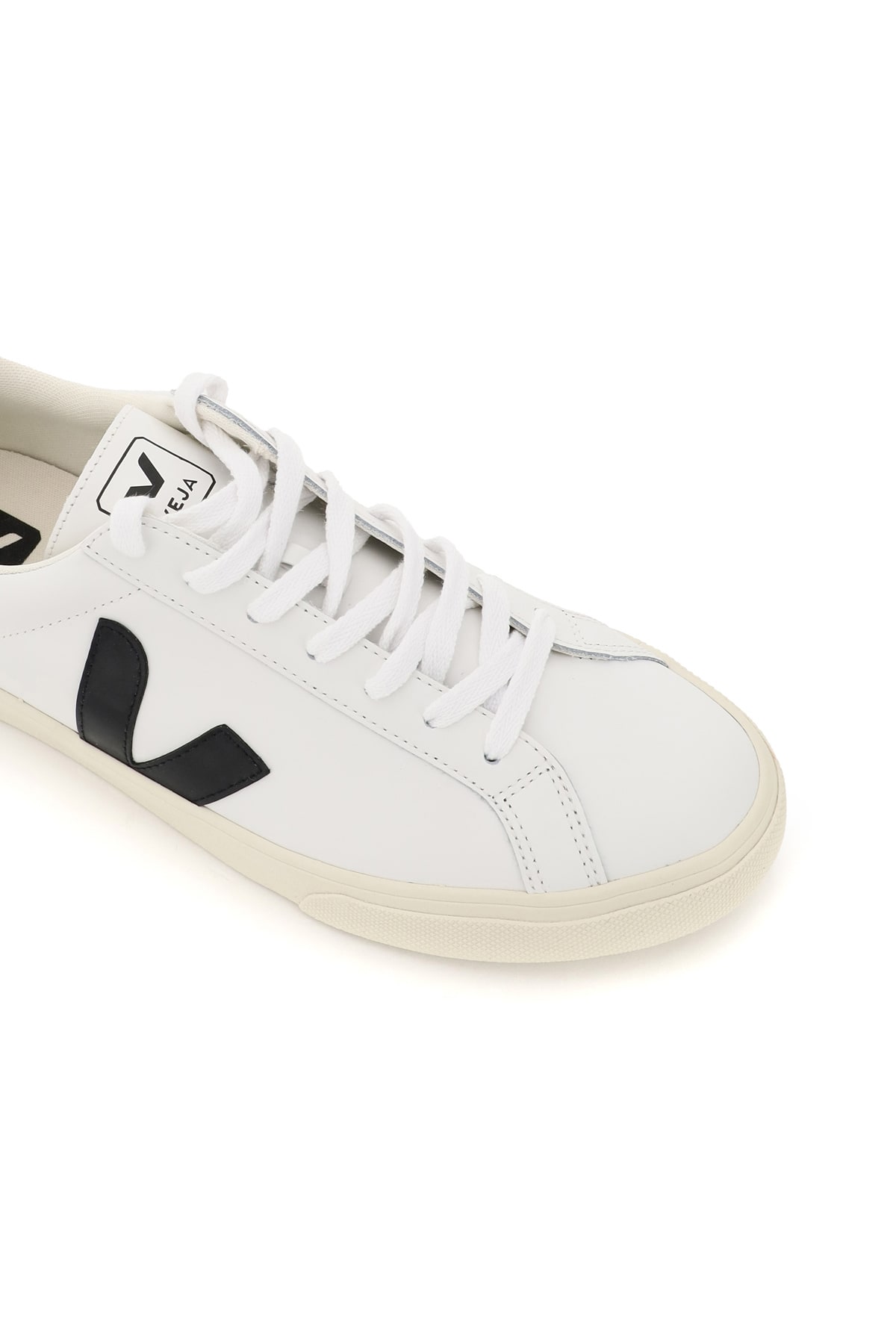 Shop Veja Esplar Leather Sneakers In Extra White Black (white)