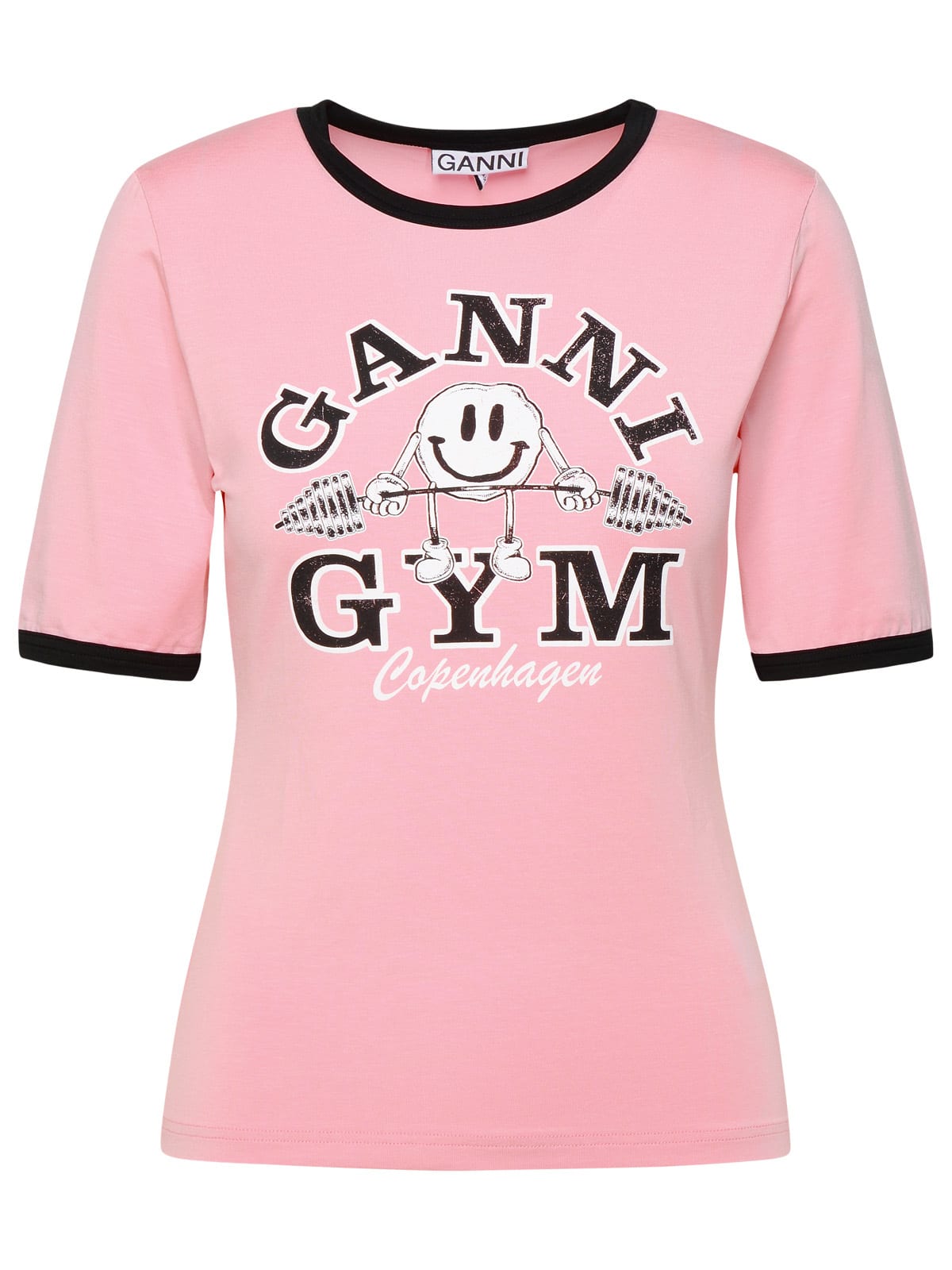 Shop Ganni Gym Pink Lyocell Blend T-shirt