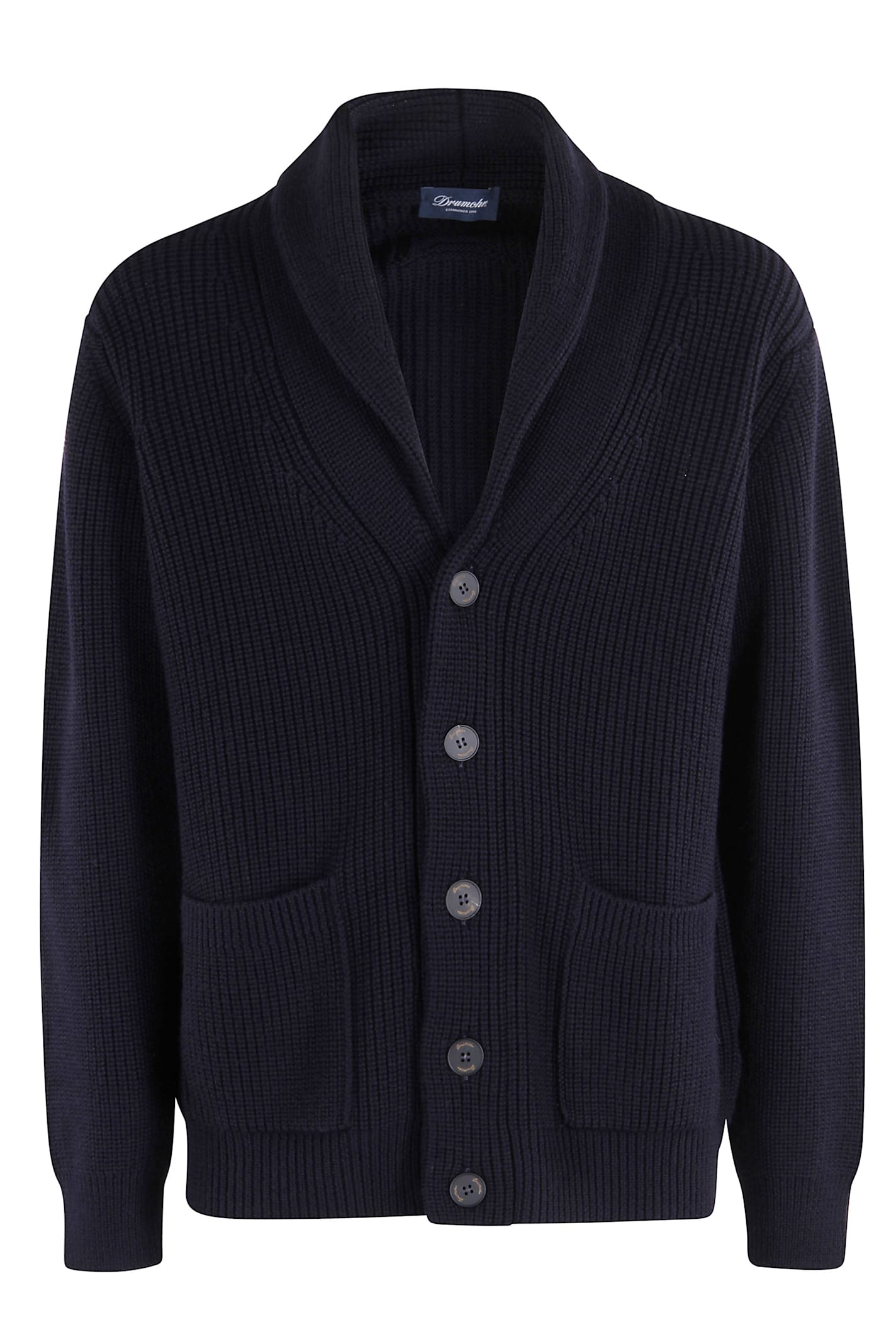 Drumohr Shawl-collar Cardigan In Blue