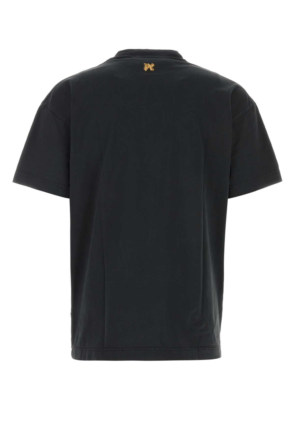 Shop Palm Angels Black Cotton T-shirt In Blackgold