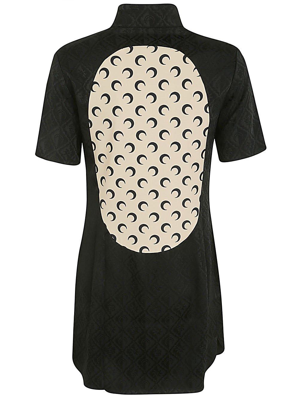 Shop Marine Serre Moon Diamant-jacquard Panel-detailed Mini Dress In Black
