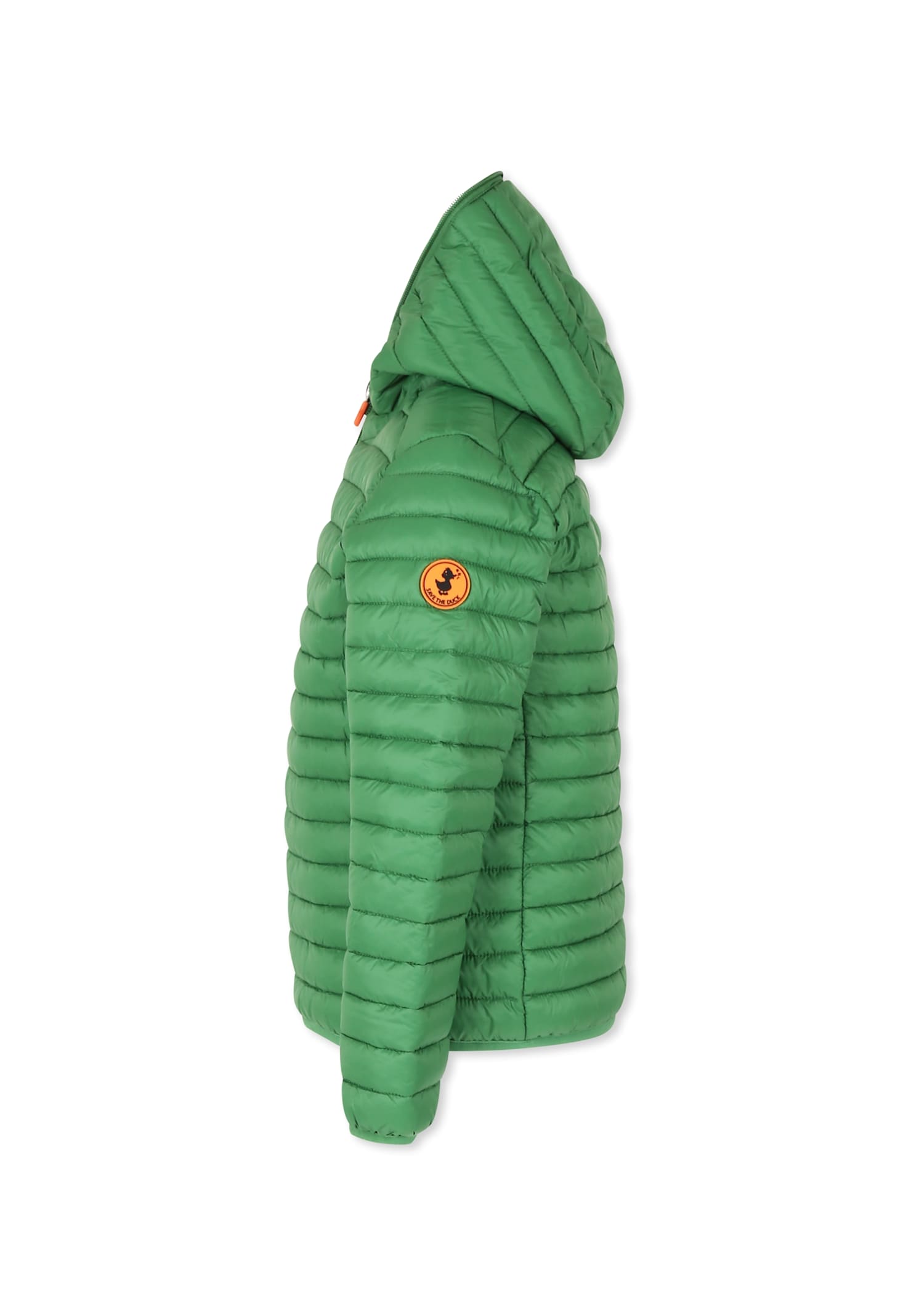 Save The Duck Green Down Jacket For Boy With Logo