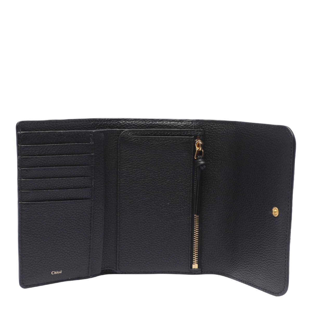 Shop Chloé Marcie Tri-fold Wallet In Black