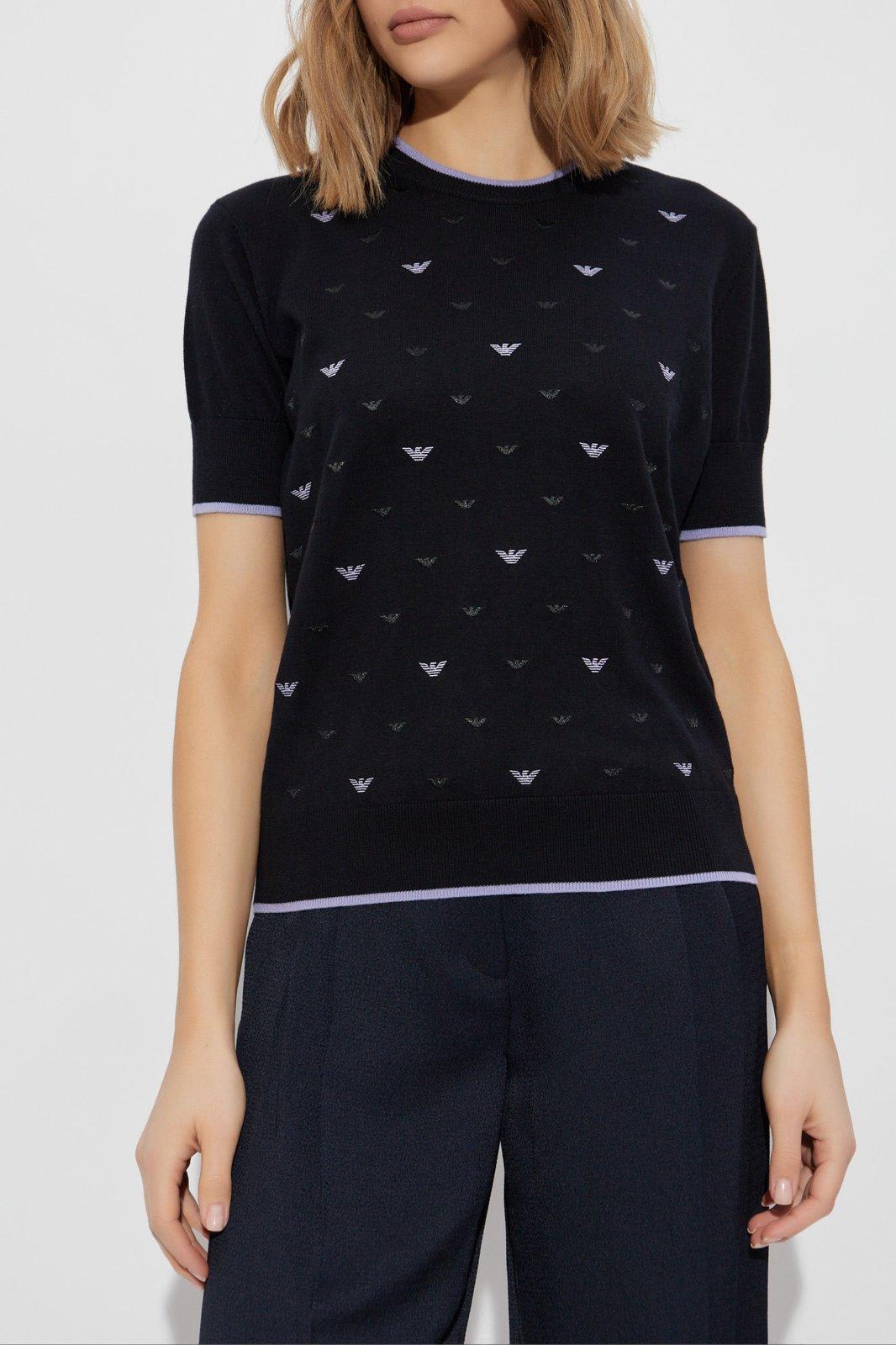 Shop Emporio Armani Top With Monogram In Black