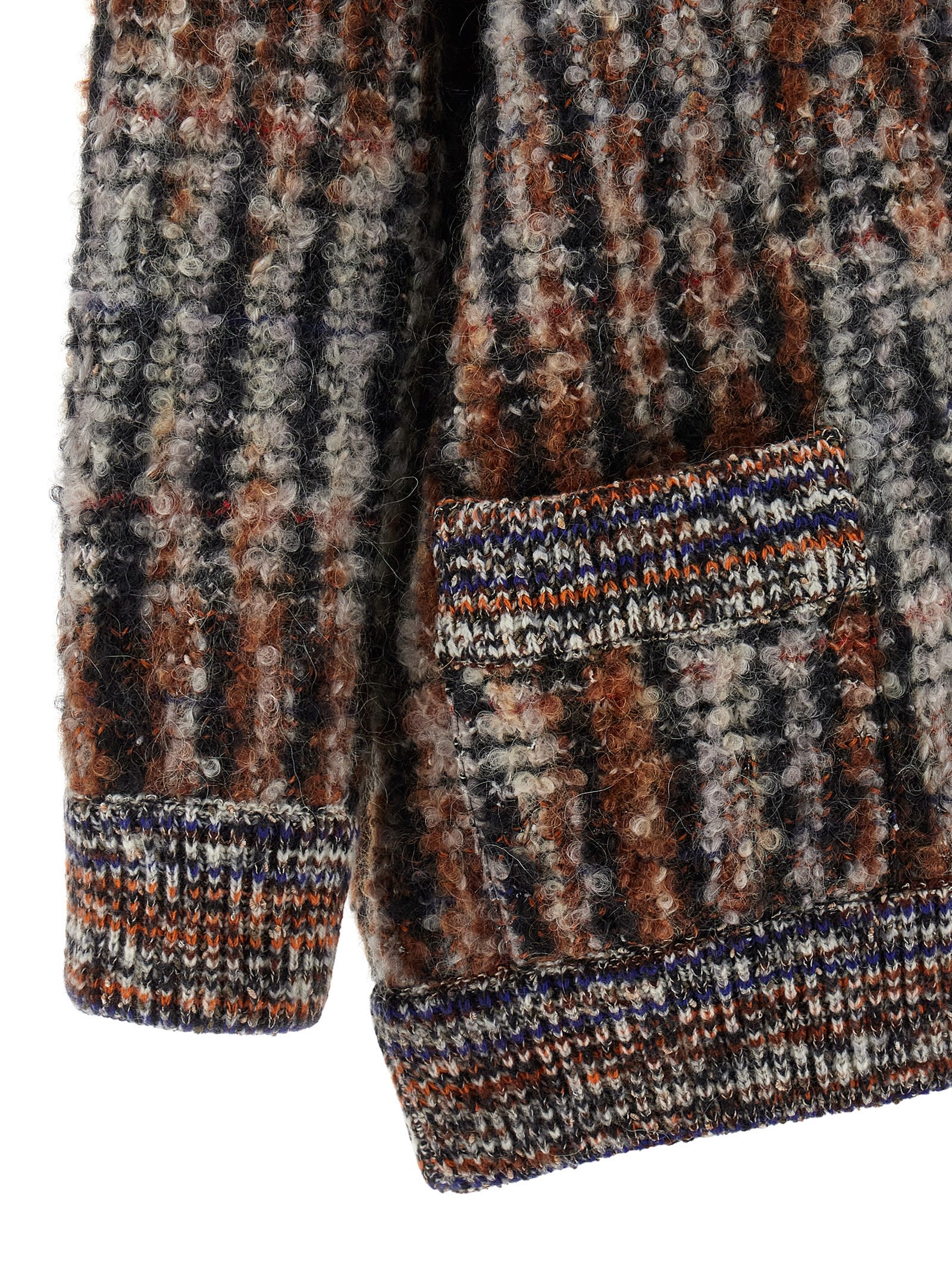 Missoni Bouclé Wool Cardigan In Brown