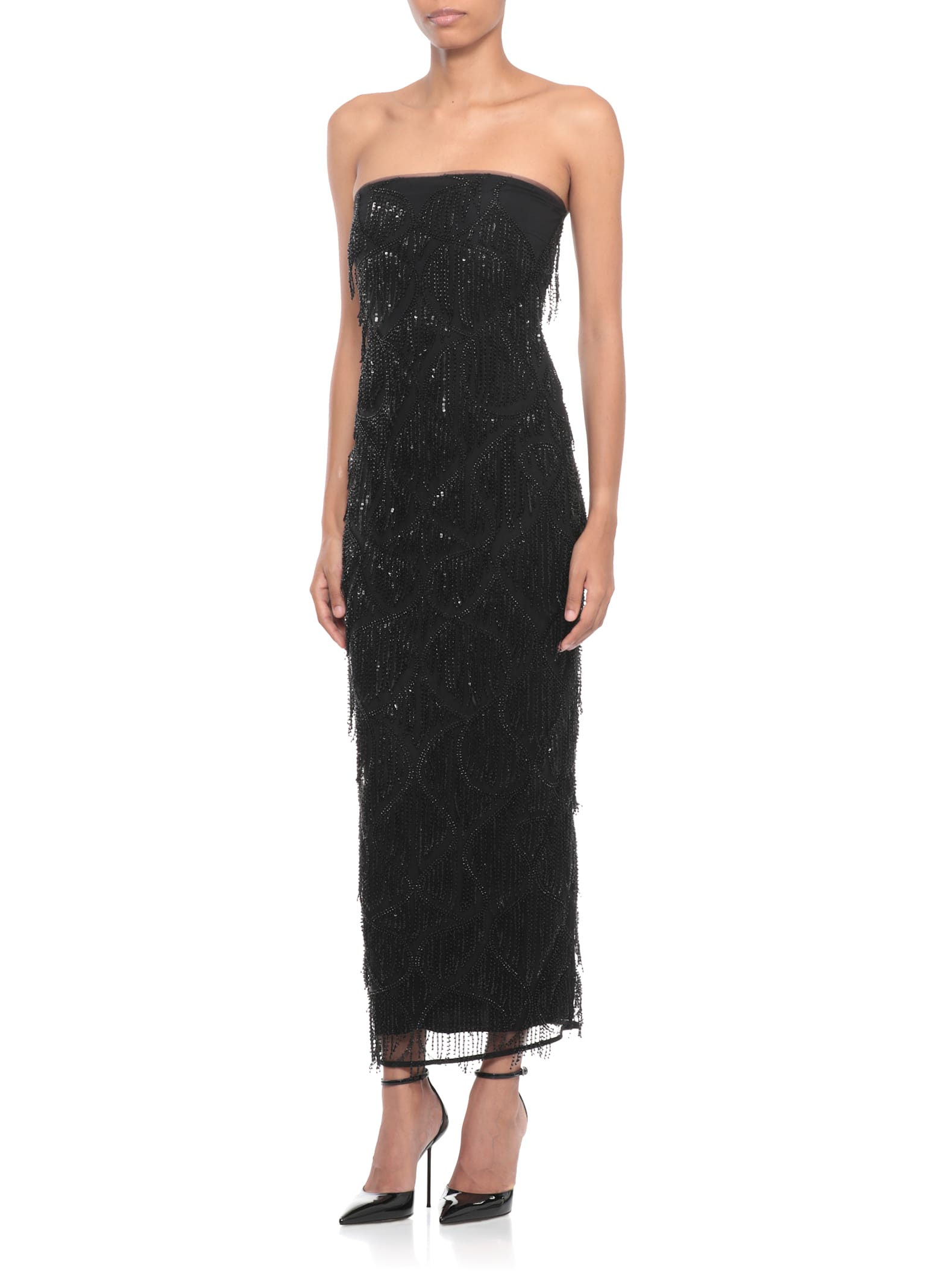 Rotate Birger Christensen Rotate Birgerchristensen Sequins Midi Tube Dress In Black