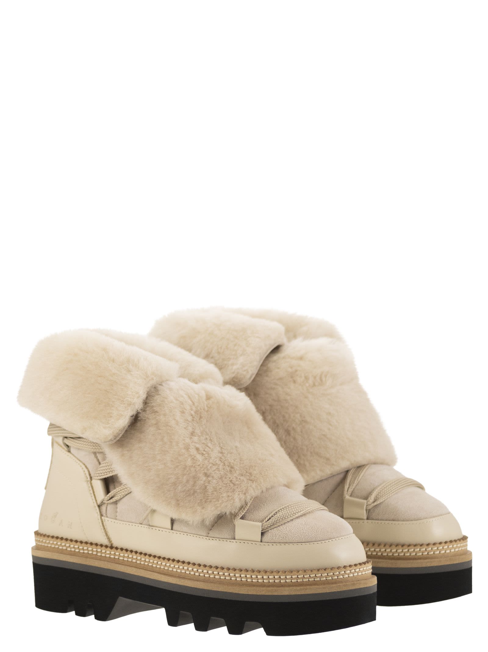 Shop Hogan H675 - After-ski Boots In Light Beige