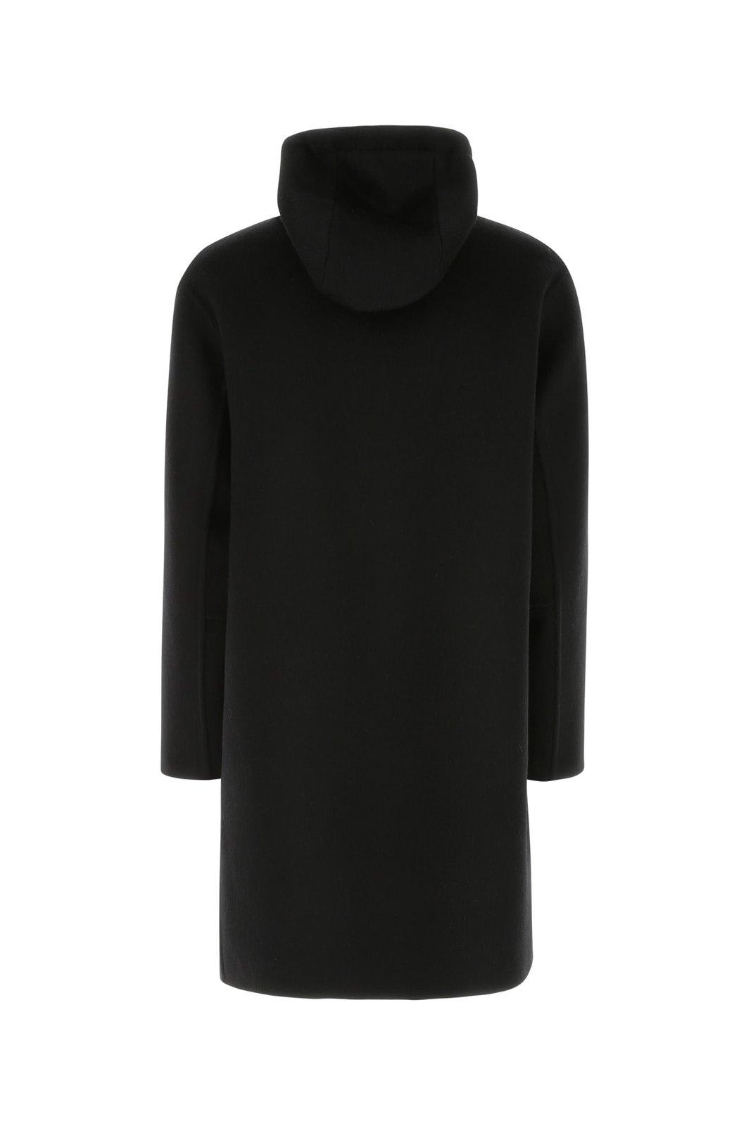 Shop Bottega Veneta Double Face Brushed Hooded Coat In Black