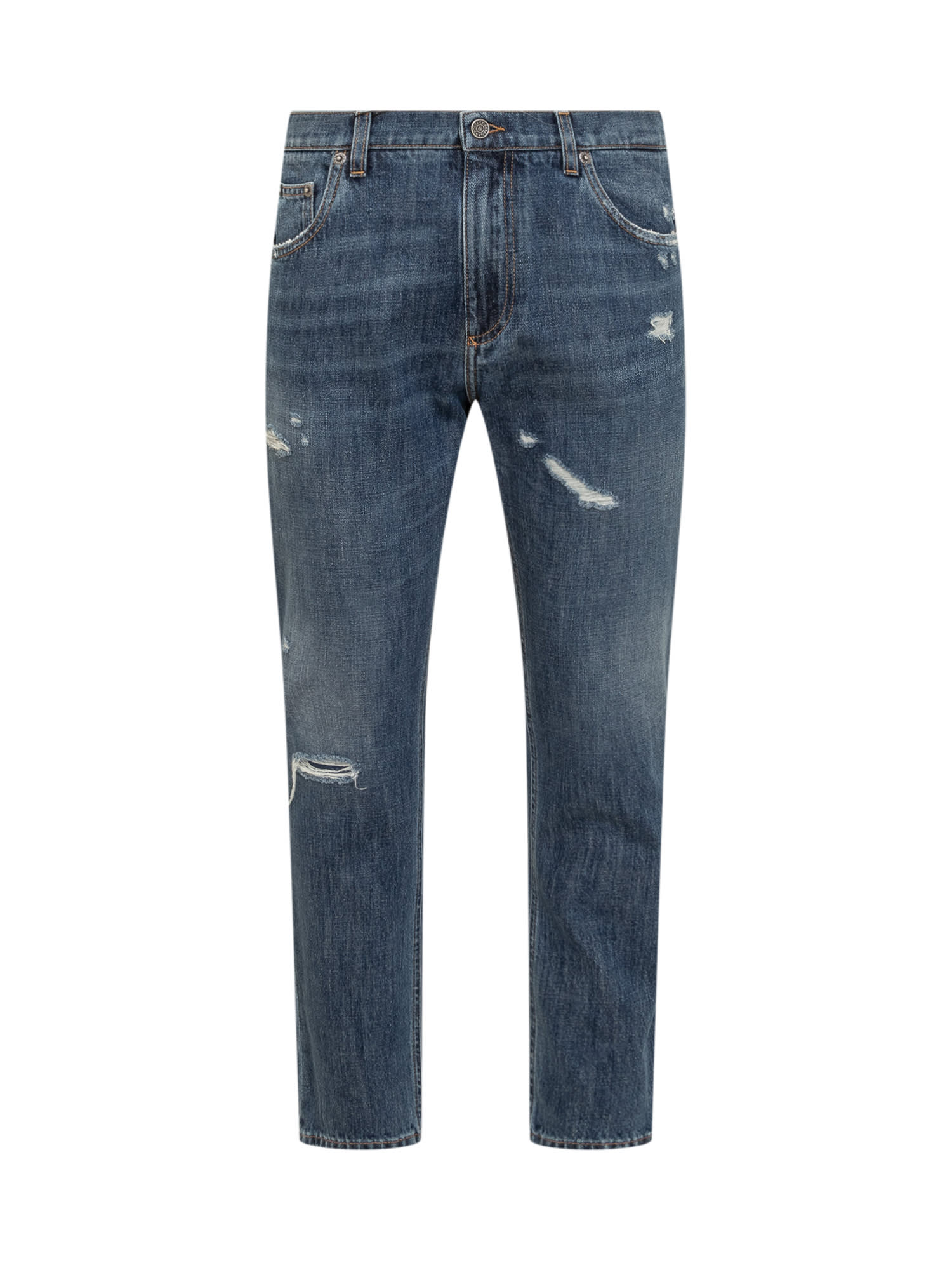 Shop Dolce & Gabbana Denim Jeans With Abrasions