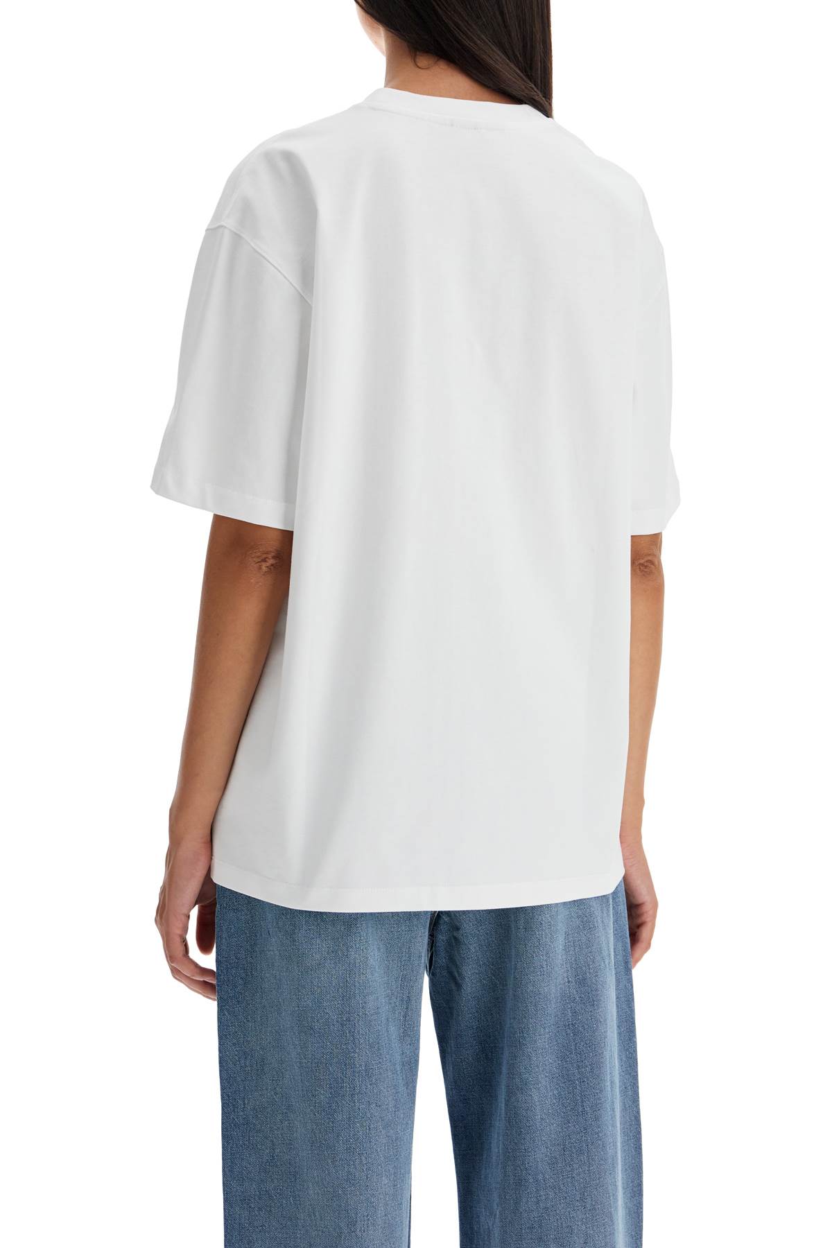 Tシャツ・カットソー GANNI Rhinestone logo embroidery T-shirt White Ganni Rhinestone Logo Embroidery T-shirt In White | ModeSens