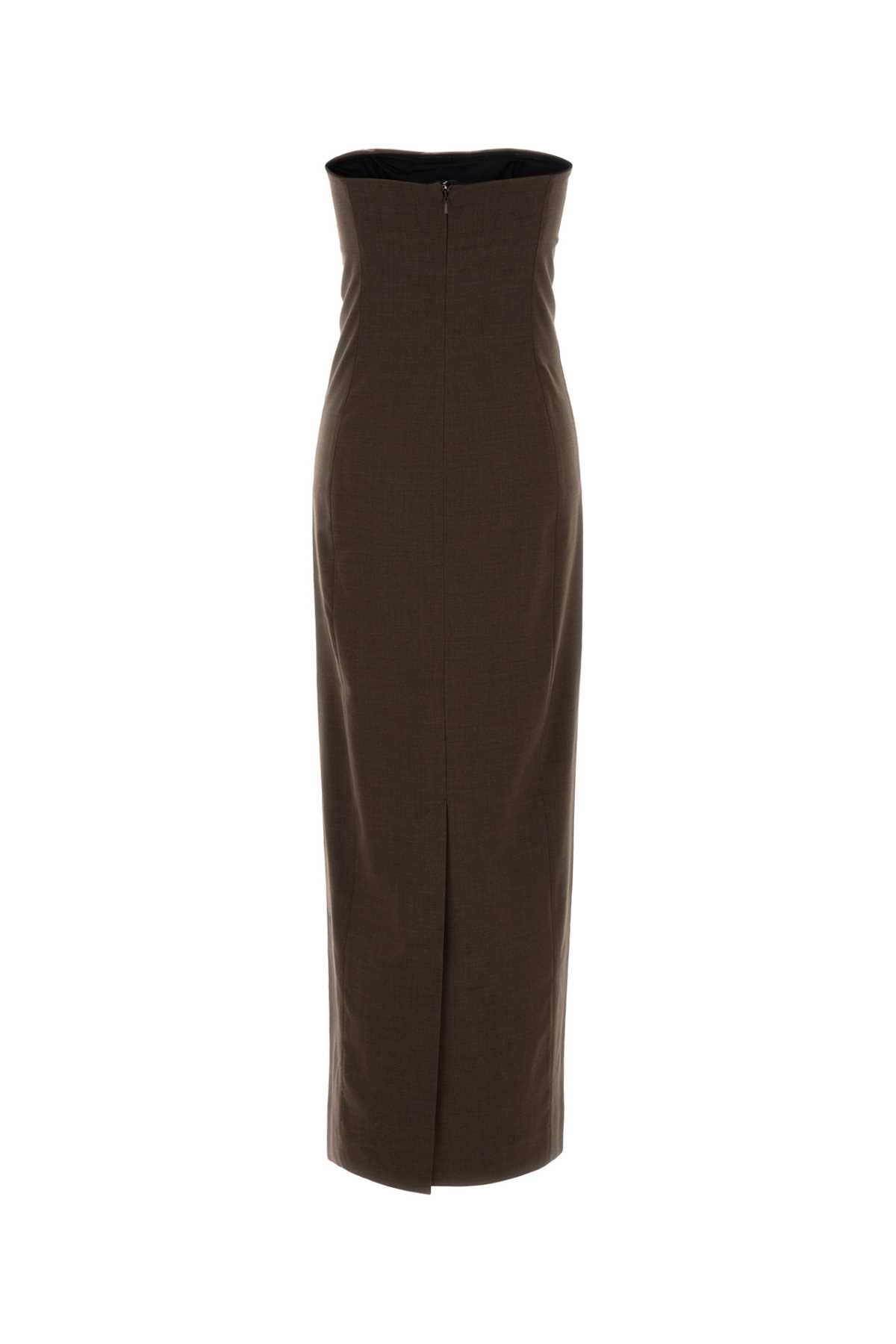 Loulou Studio Brown Stretch Wool Shilo Dress In Brown