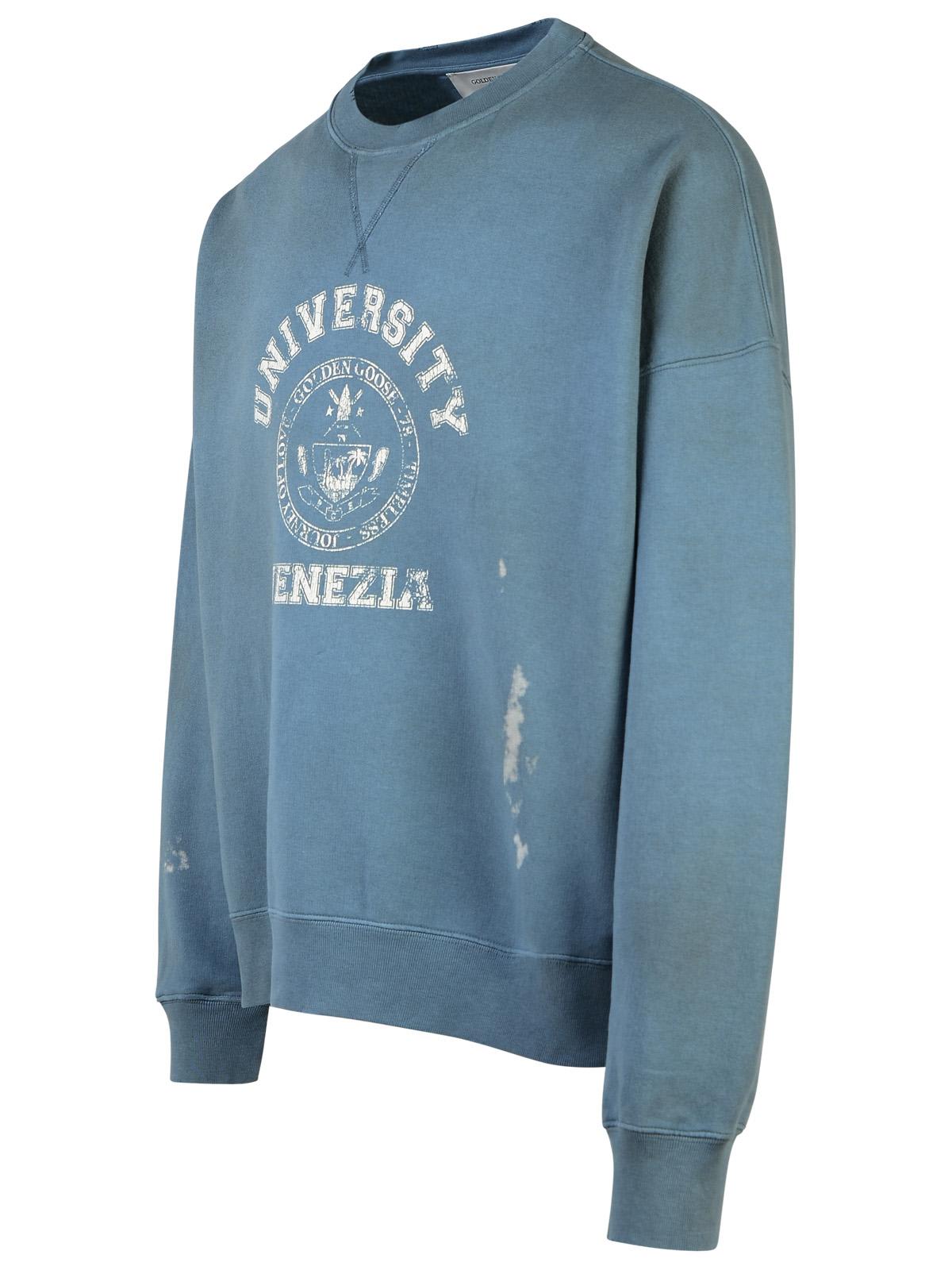 Shop Golden Goose Light Blue Cotton Sweatshirt