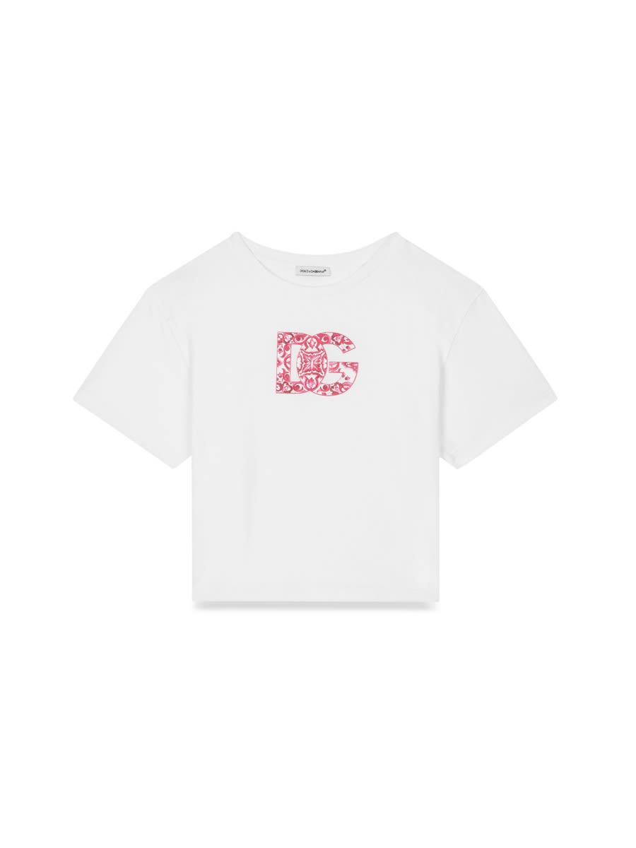 Shop Dolce & Gabbana Majolica Logo T-shirt In White