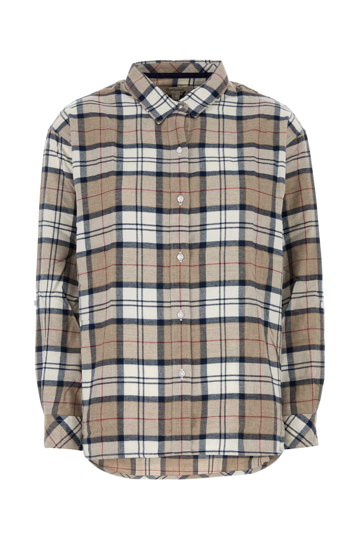 Barbour Embroidered Flannel Shirt With Long Cuffed Sleeves In Multi