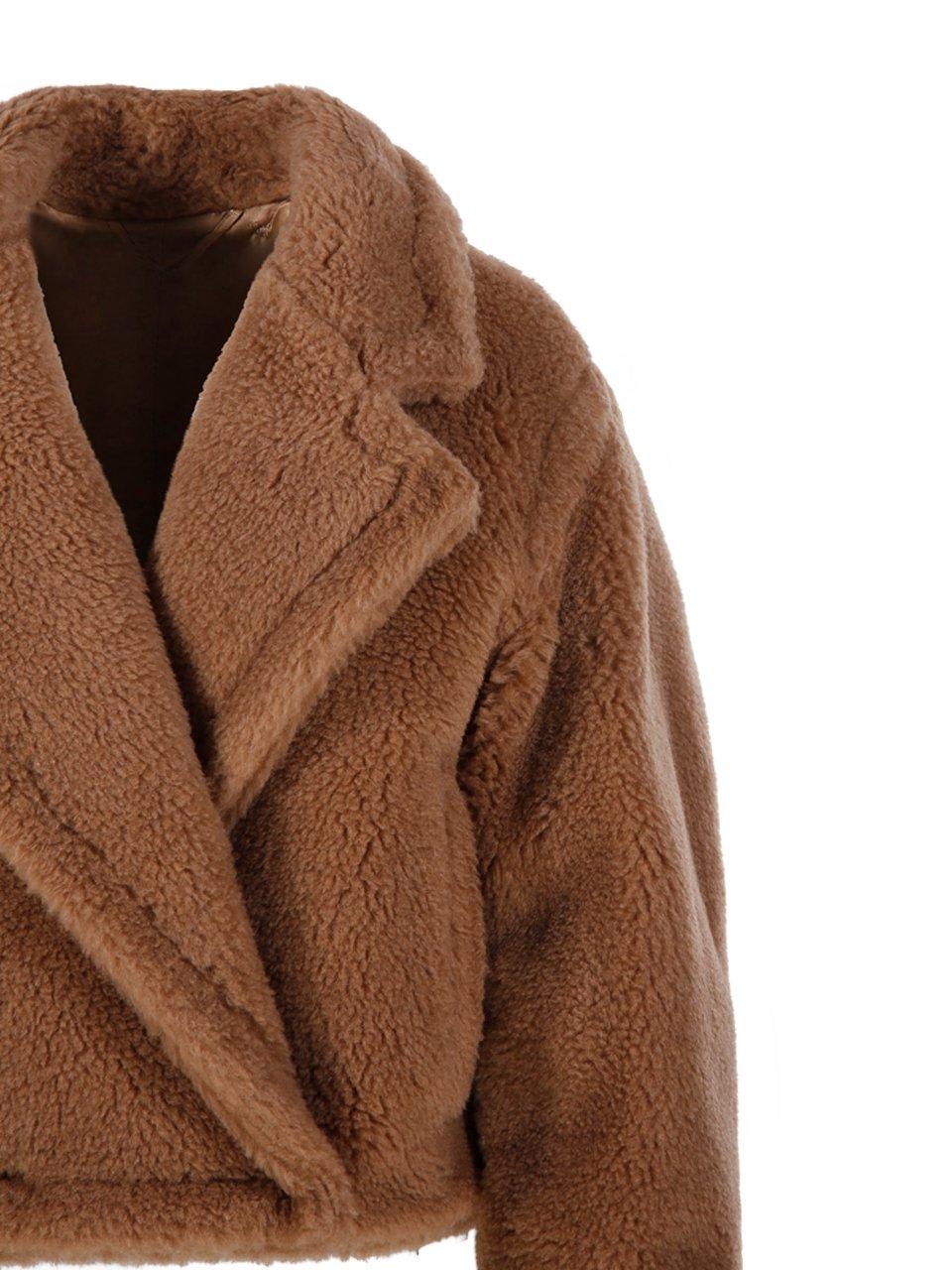 Max Mara Collared Long-sleeved Teddy Coat In Beige