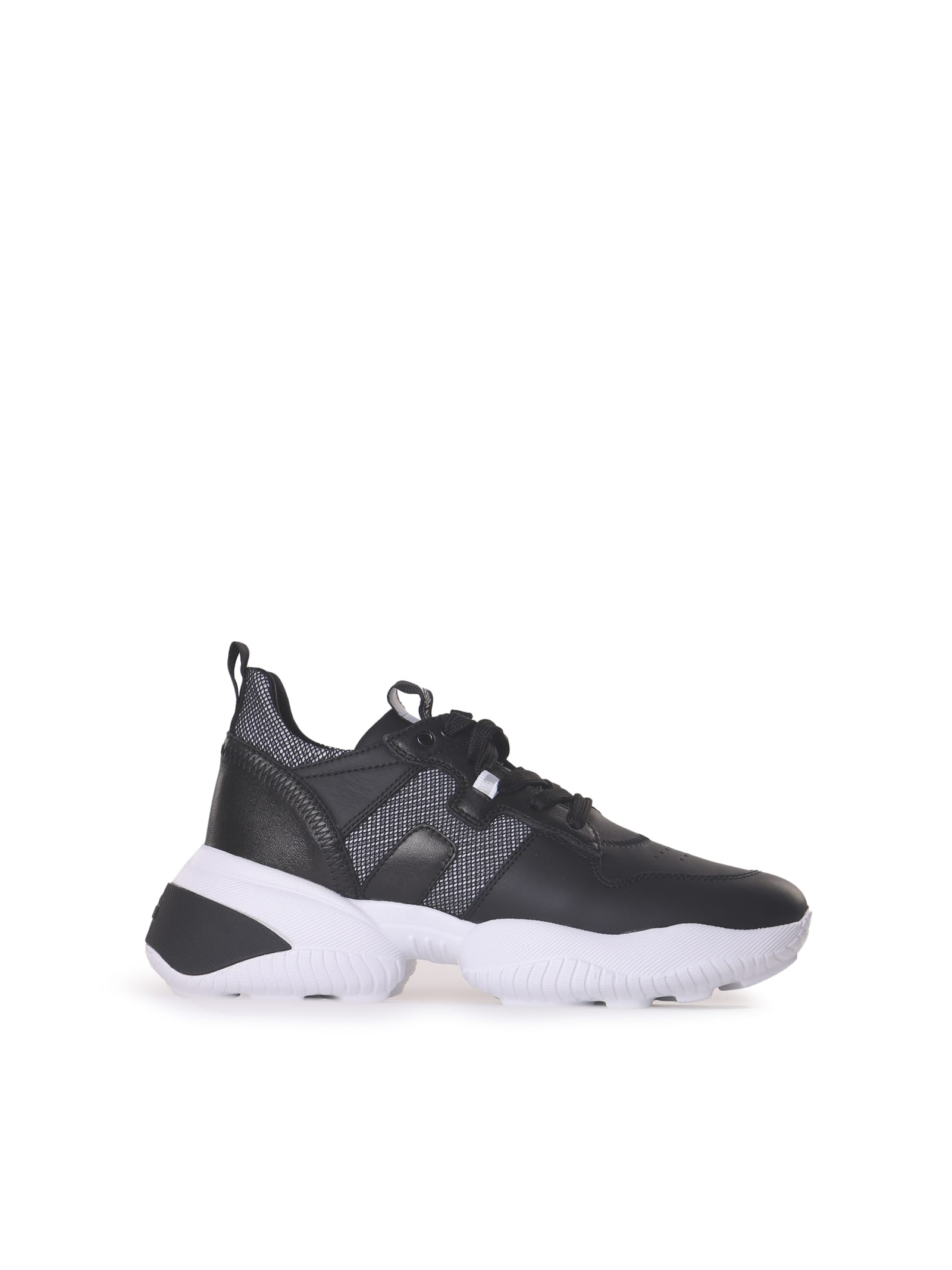 Hogan Interaction Sneakers In Leather In Black/white